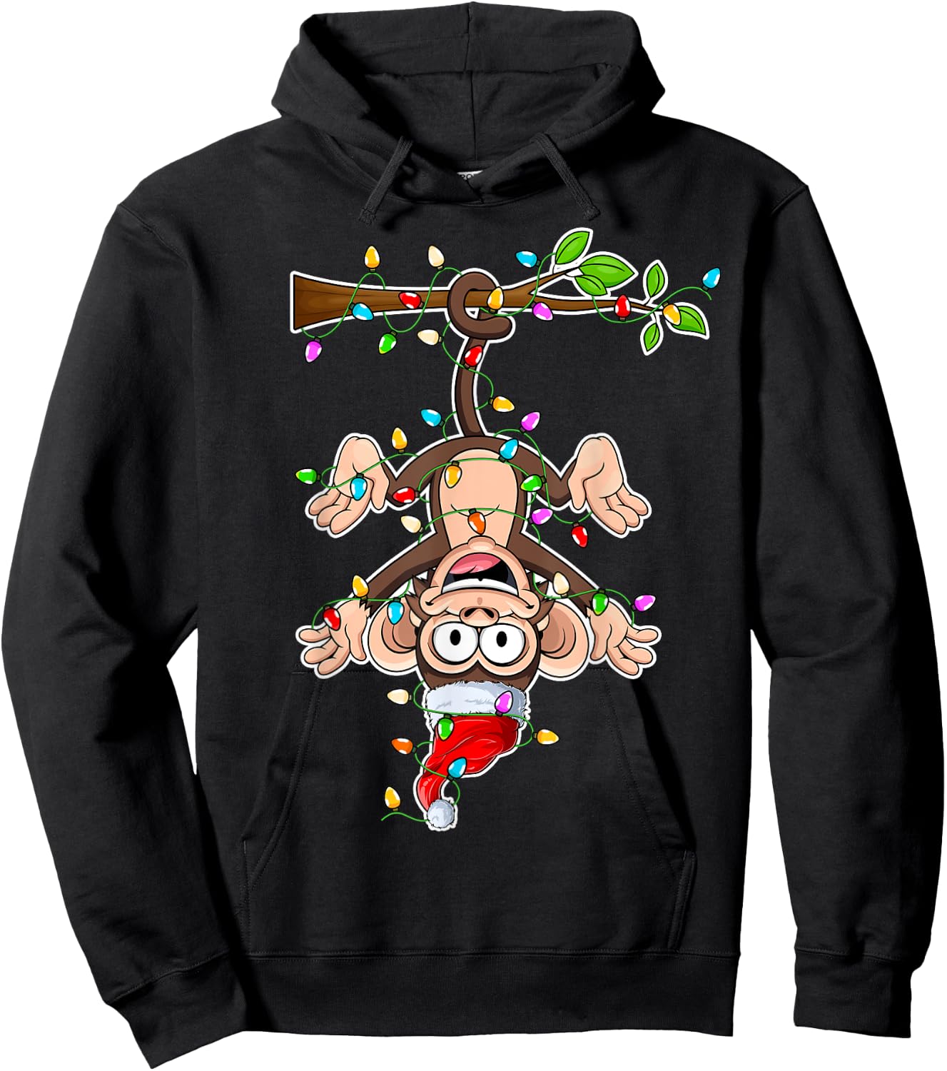 Monkey Wearing Santa Hat Christmas - Monkey Lover Xmas Hoodie - Hoodie | Black