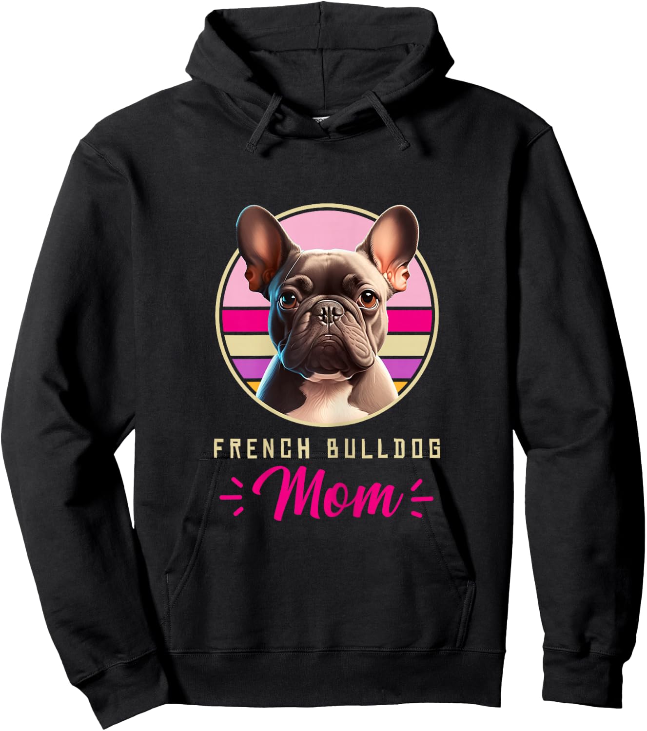 Funny French Bulldog Retro Outfits Clothes Frenchie Dog Mom Hoodie - Hoodie | Black