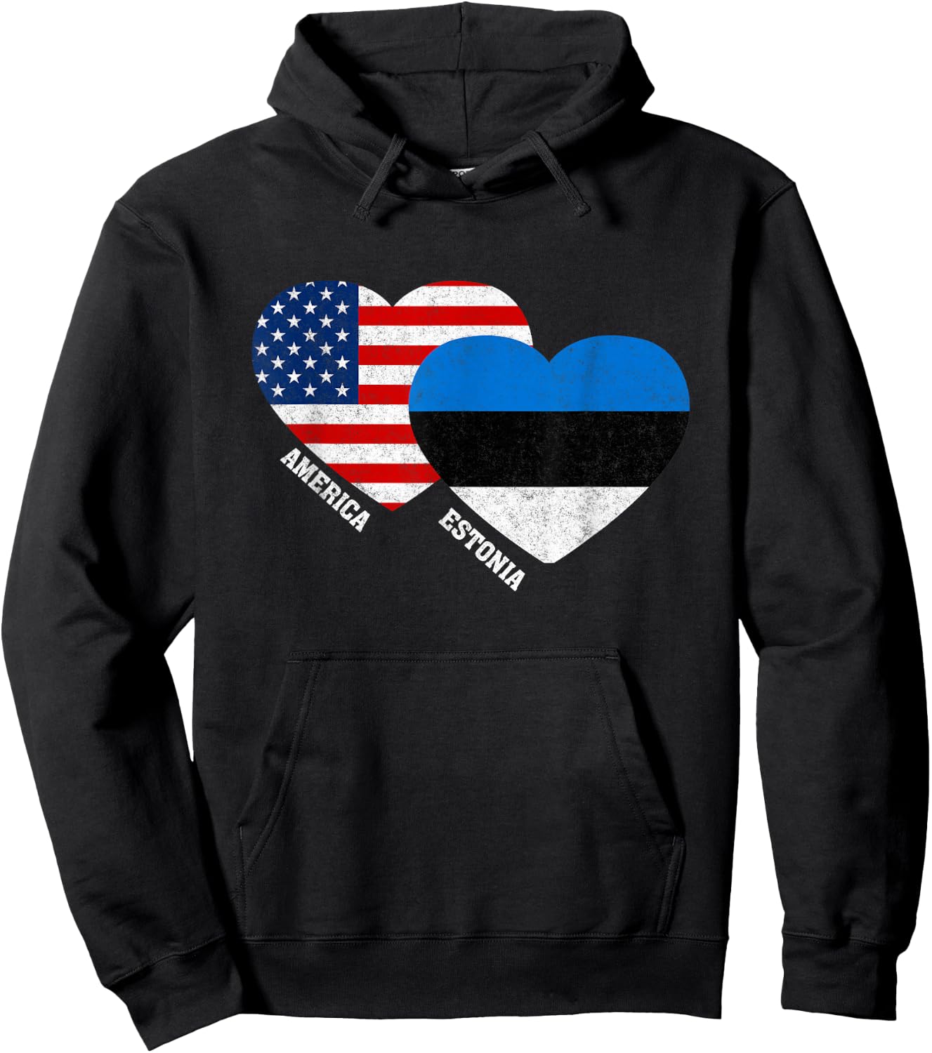 Estonia Flag Shirt Estonian American Pride Vintage Hoodie - Hoodie | Black