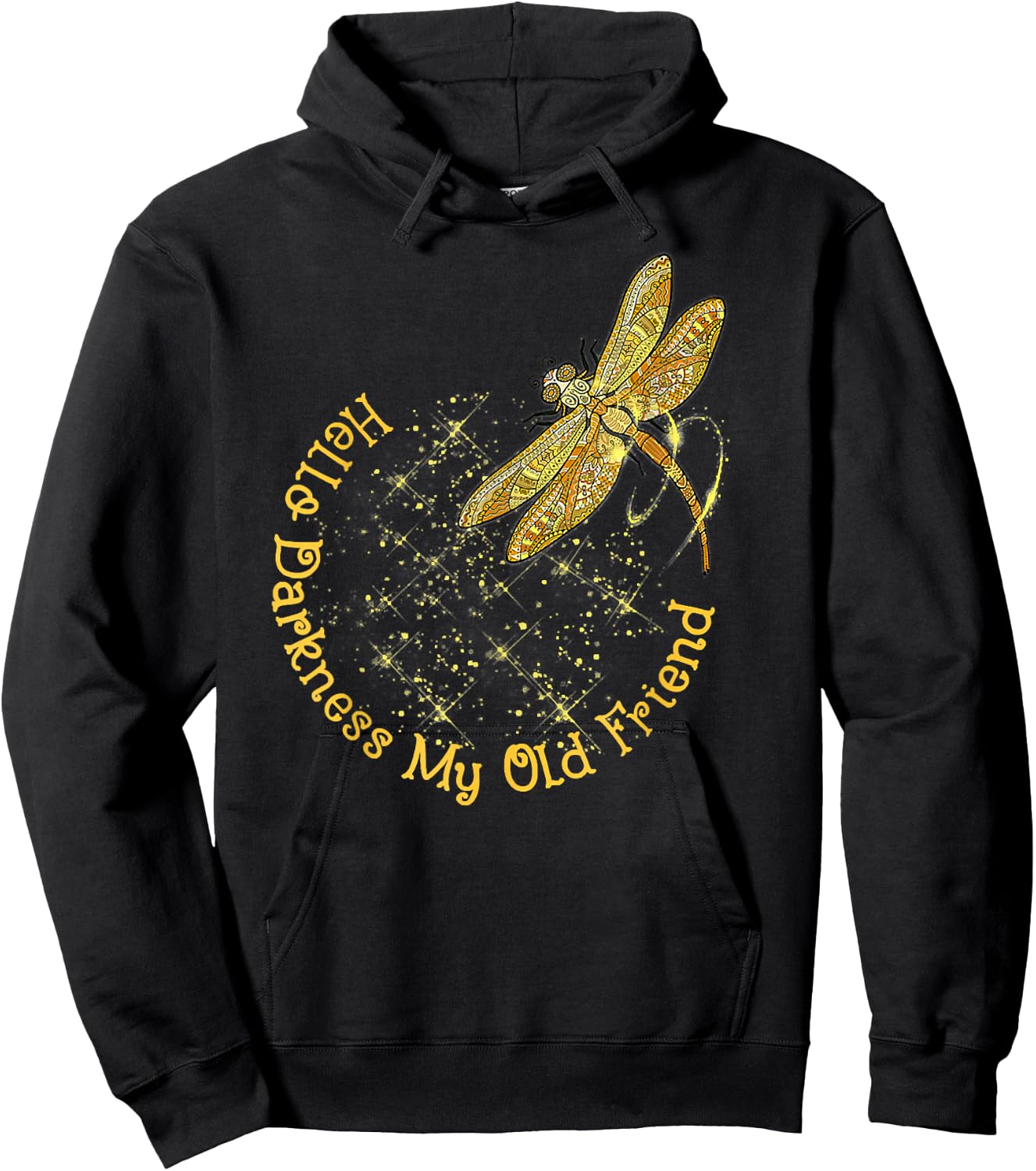 Crescent Moon Dragonfly Hello Darkness My Old Friend Hoodie - Hoodie | Black