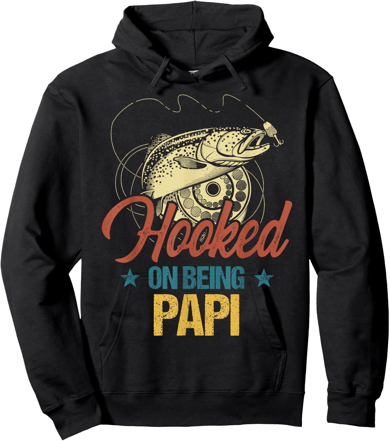 Retro Fishing Hooked On Being Papi Shirt Hoodie - Hoodie | Black