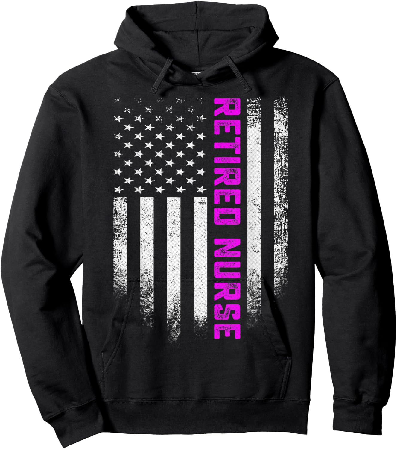 Vintage American Flag Proud Retired Nurse Retirement Nursing Hoodie - Hoodie | Black
