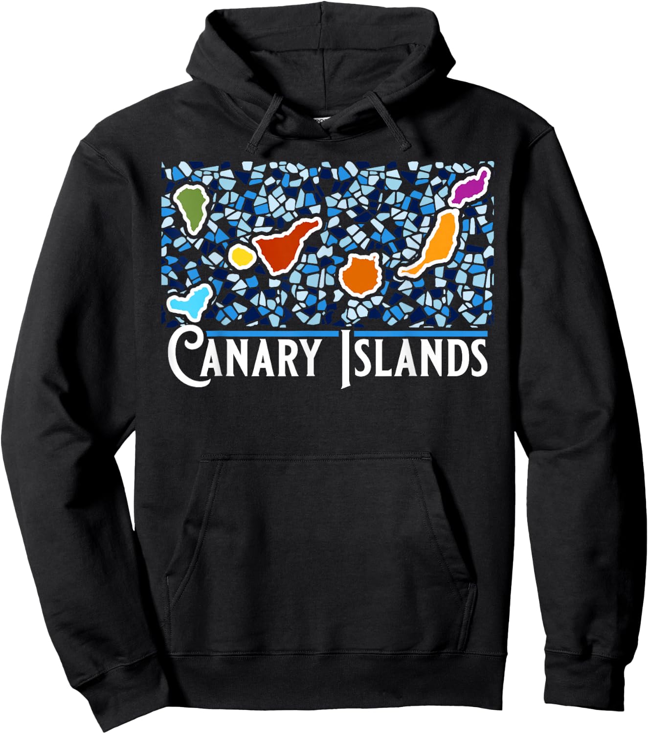 Islas Canarias Artistic Mosaic Canary Islands Retro Graphic Hoodie - Hoodie | Black