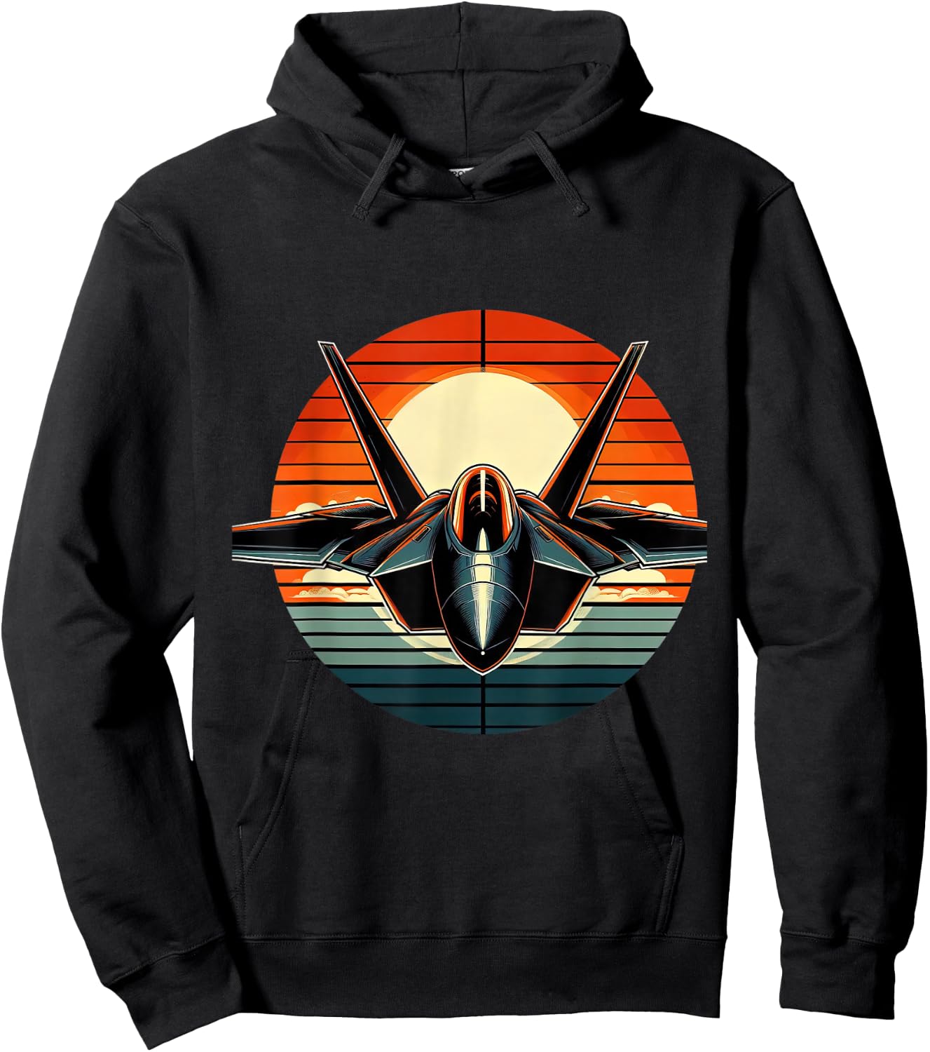 F-22 Raptor Fighter Jet Silhouette Sunset Military Aviation Hoodie - Hoodie | Black