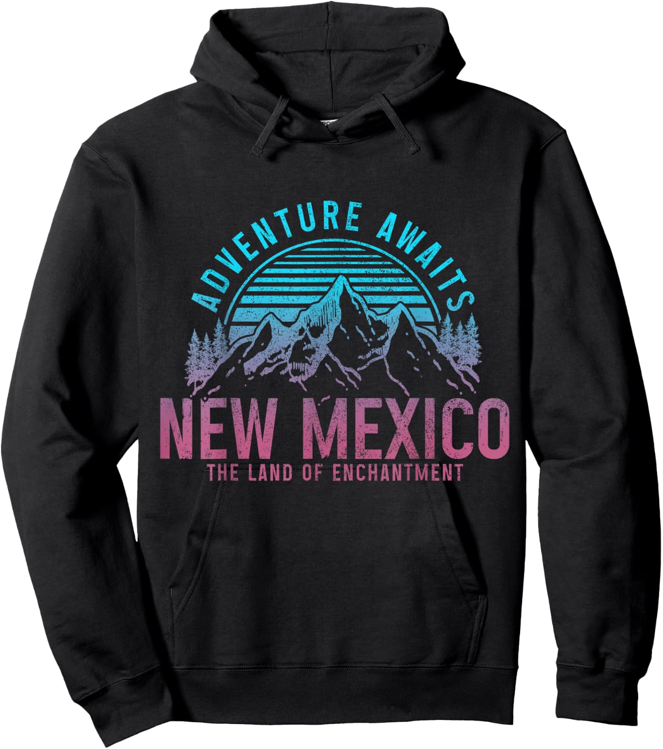 New Mexico The Land of Enchantment Vintage Mountains Hiking Hoodie - Hoodie | Black