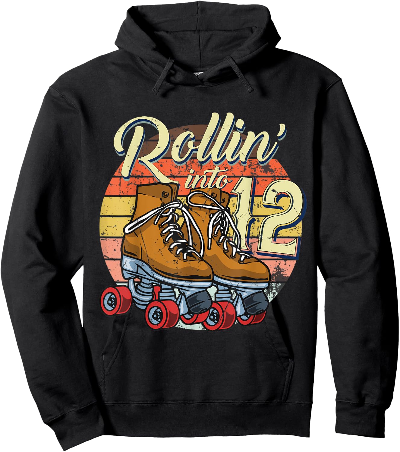 12th Bday Outfit 12 Year Old Girl Rolling Into 12 Birthday Hoodie - Hoodie | Black