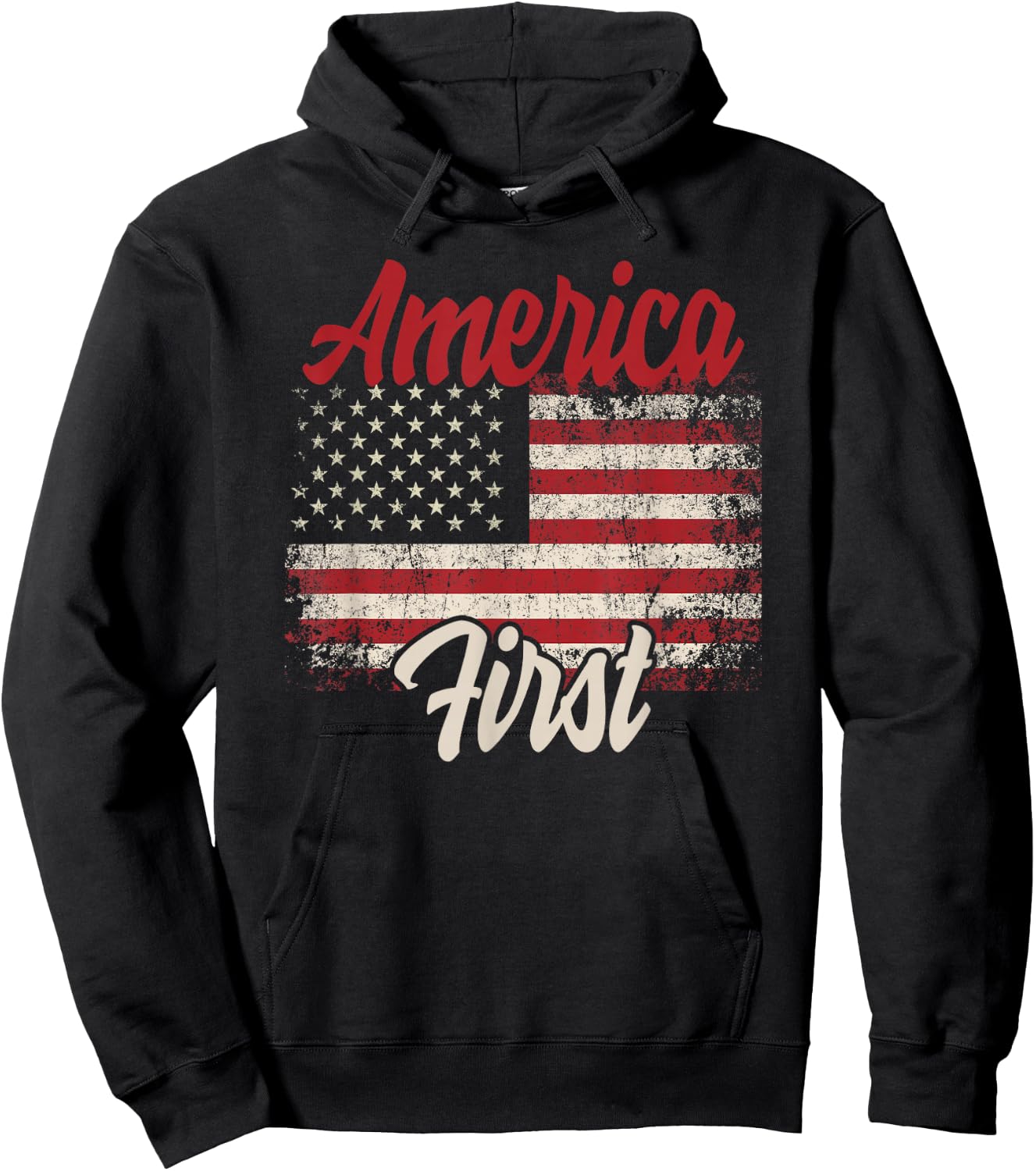 America First Veteran National Pride American Flag Hoodie - Hoodie | Black