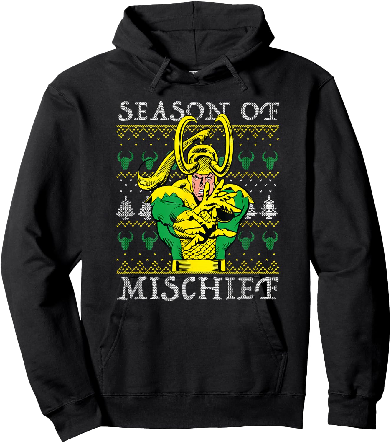 Marvel Christmas Loki Season Of Mischief Ugly Sweater Hoodie - Hoodie | Black