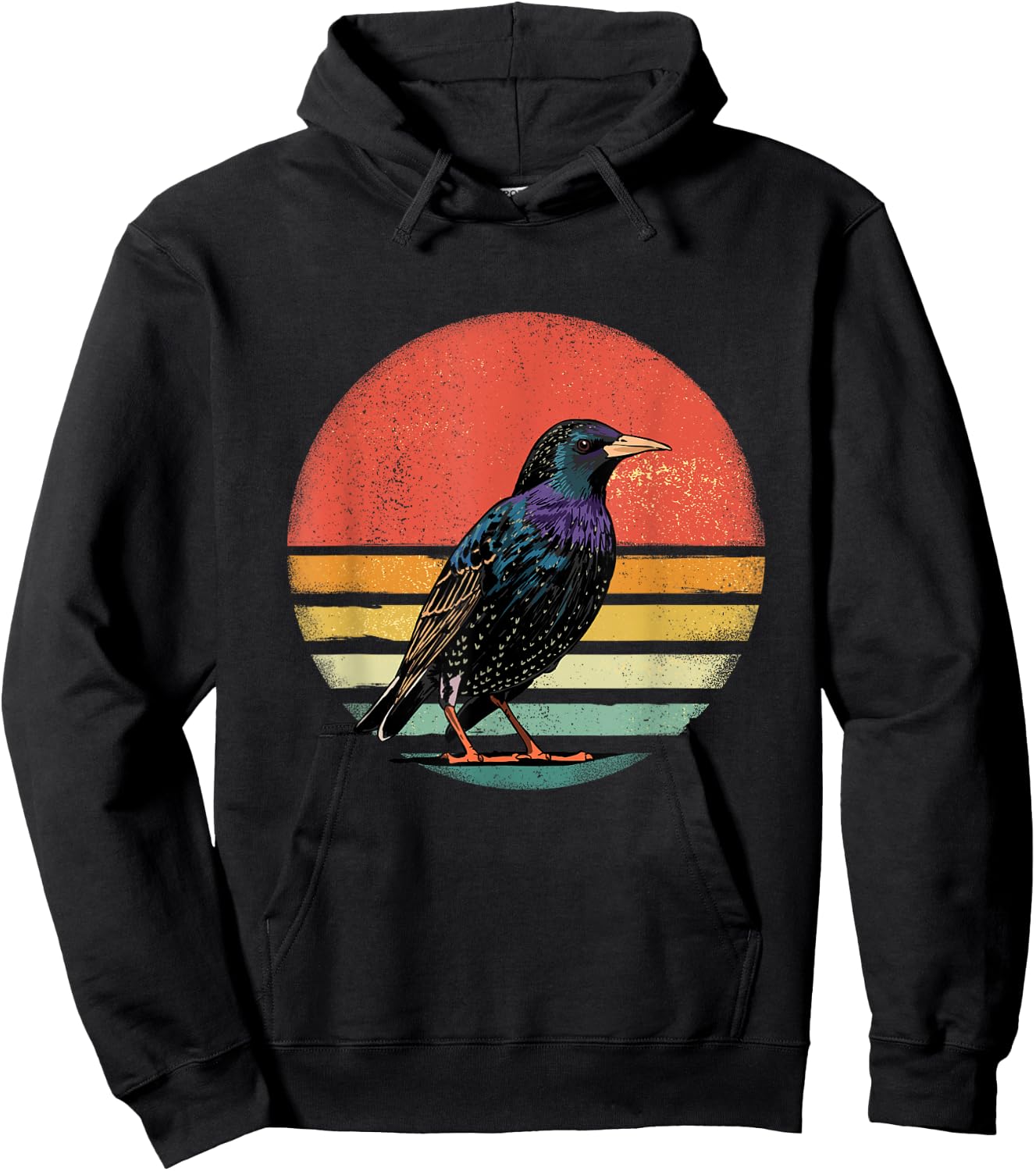 Retro Starling Bird Shirt Animal Birdwatcher Bird Lover Hoodie - Hoodie | Black
