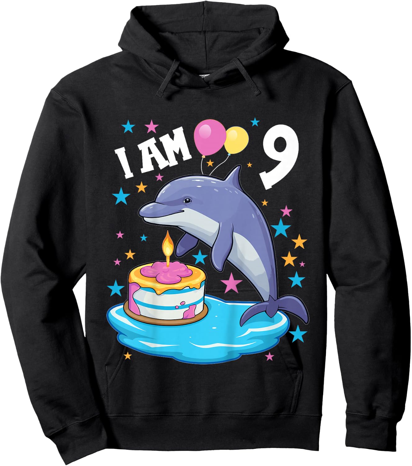 9 Years old Boy or Girl Dolphins 9th birthday Dolphin Hoodie - Hoodie | Black
