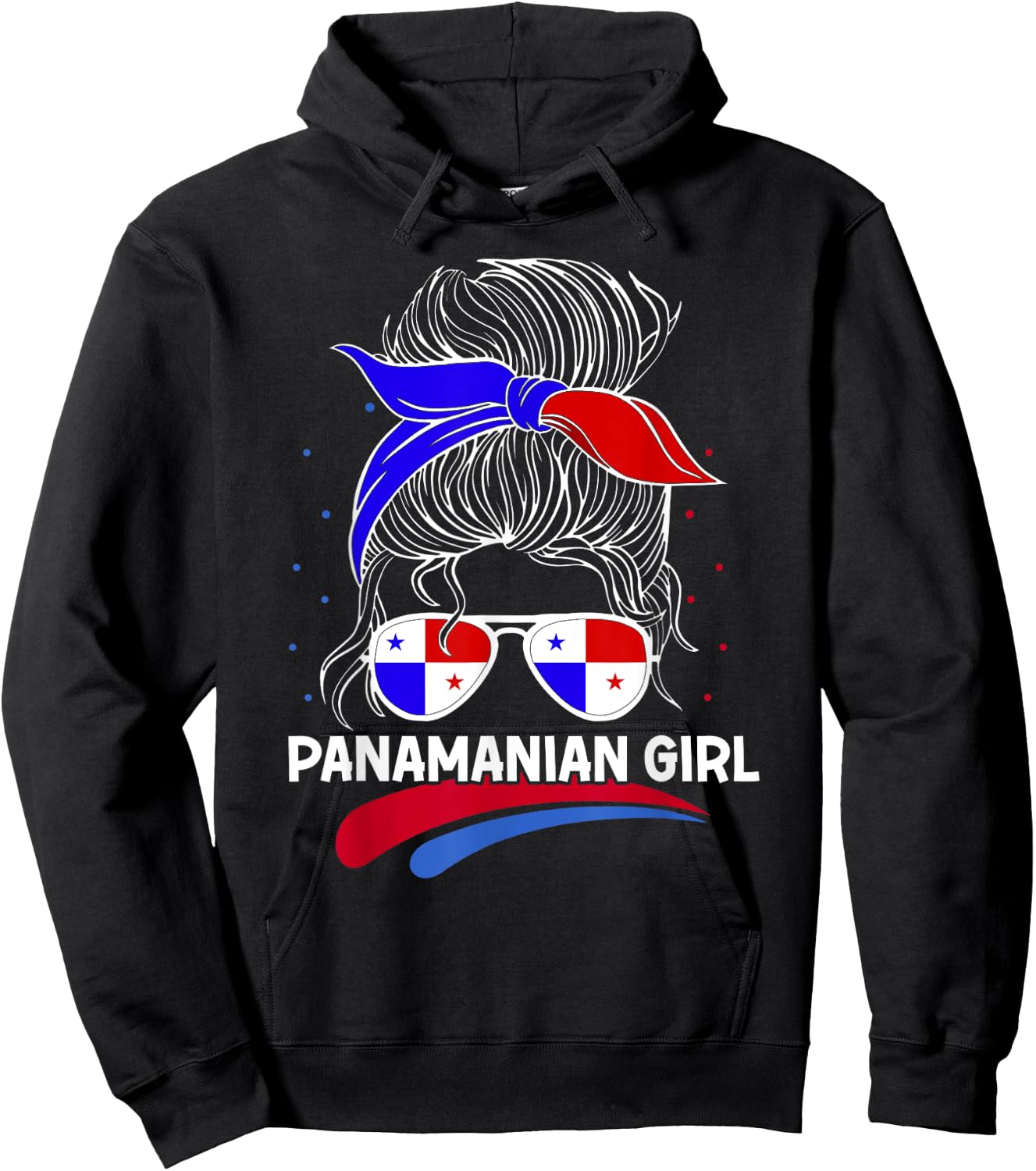 Panama Women Panamanian Flag With Messy Bun National Colors Hoodie - Hoodie | Black