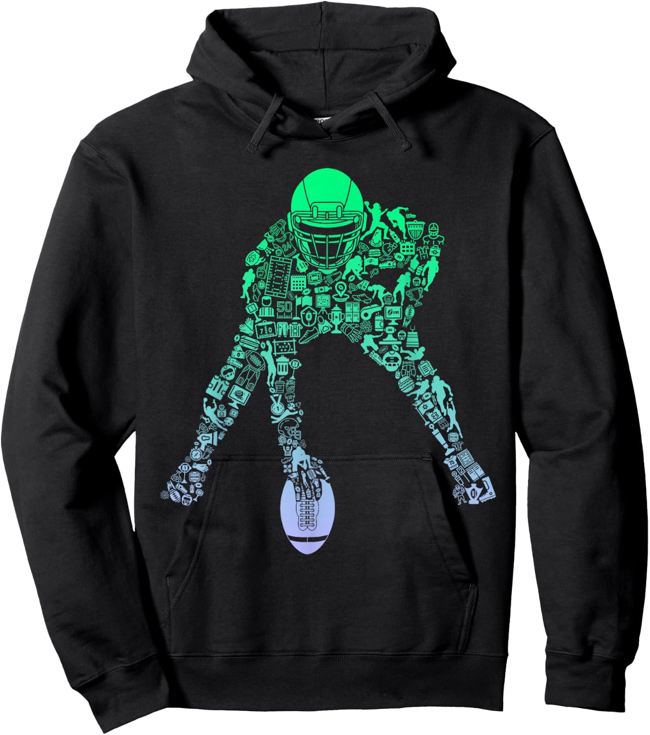 Youth Football Apparel Center Player Coach Boys Football Hoodie - Hoodie | Black