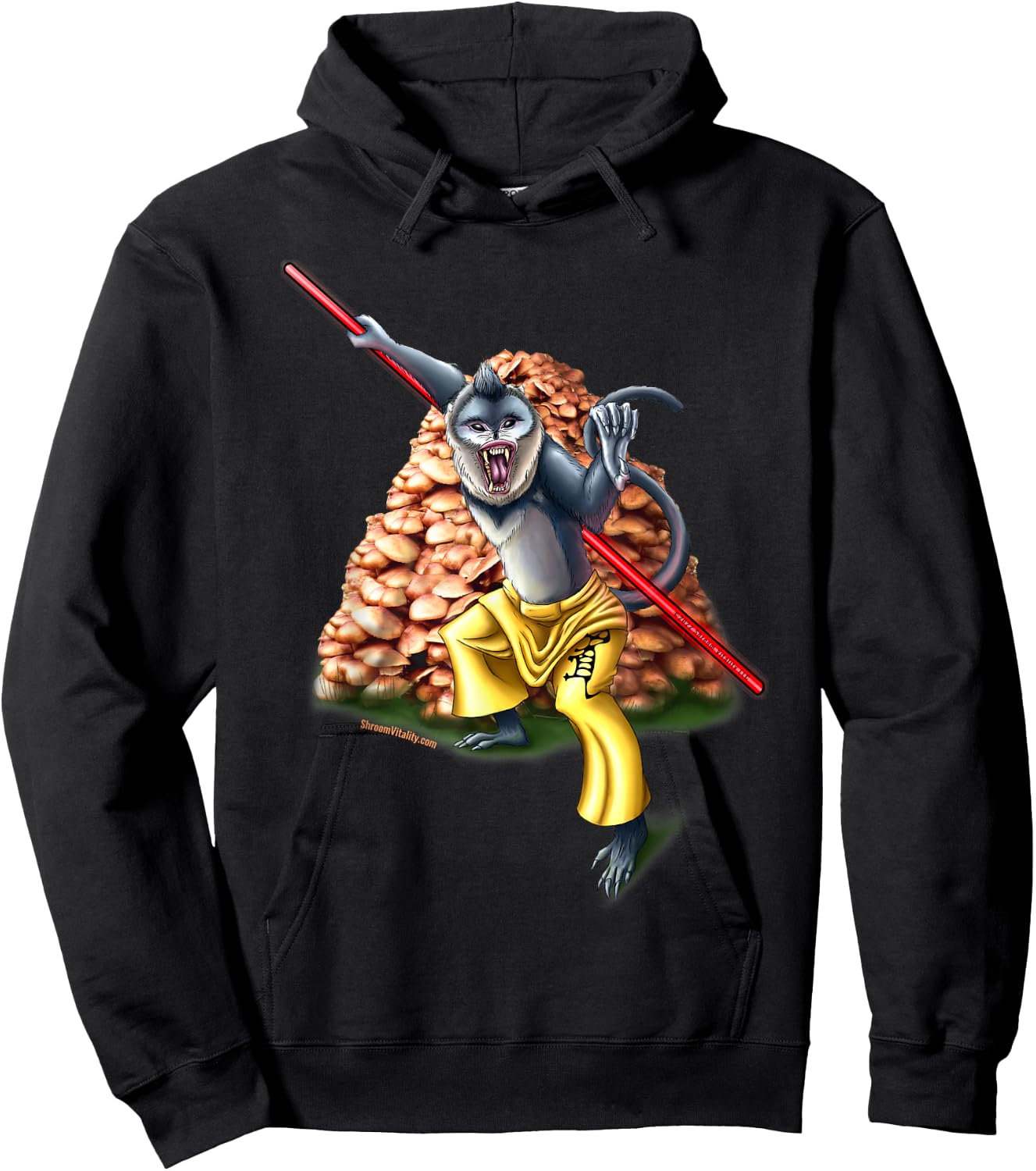 Yunnan Snob Nosed Monkey protecting his mushrooms Fungivore Hoodie - Hoodie | Black