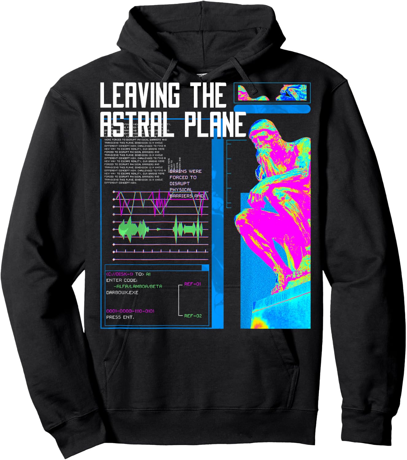 Back print: Techno music Vaporwave EDM party raver festival Hoodie - Hoodie | Black