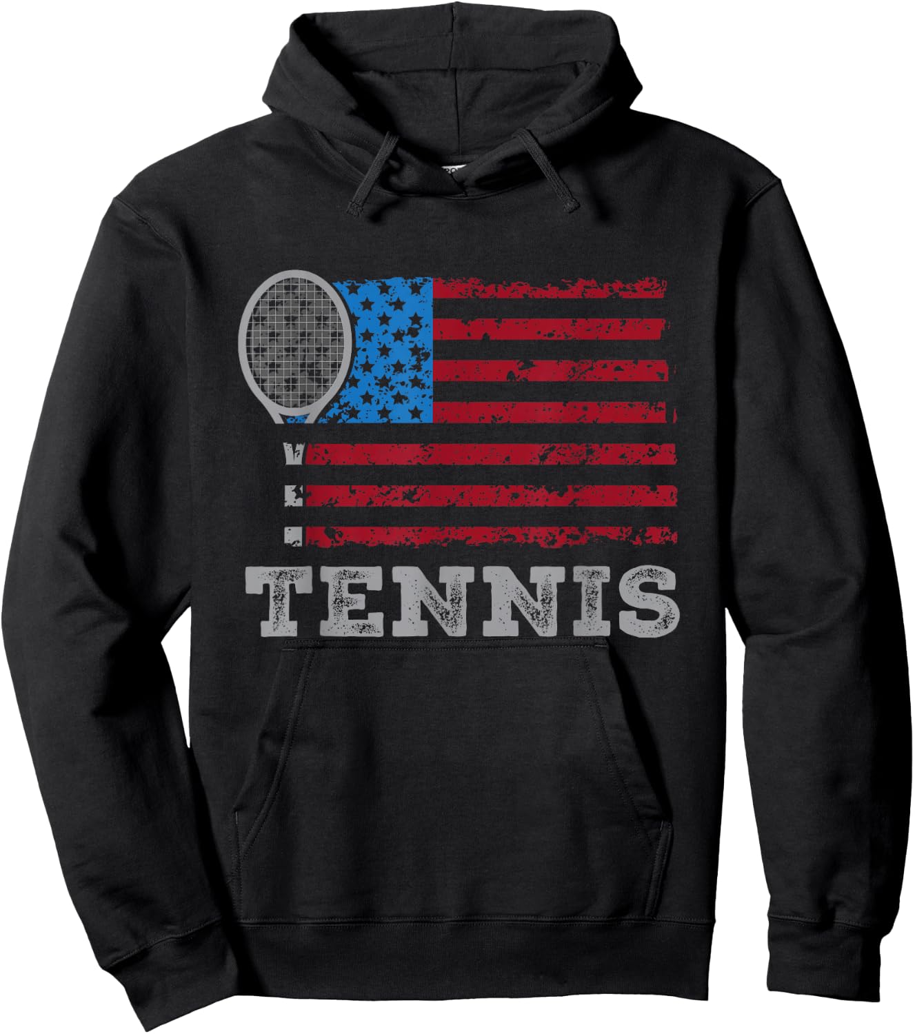 USA Flag Tennis US Tennis Lover Team Sport Hoodie - Hoodie | Black