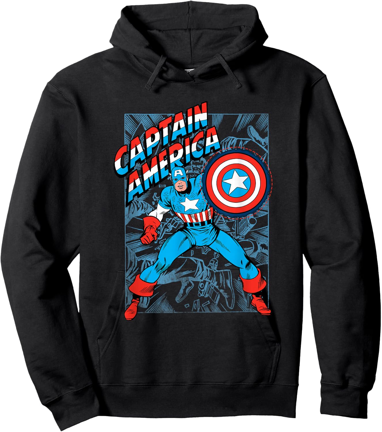 Marvel Comics Retro Classic Captain America Comic Book Cover Hoodie - Hoodie | Black