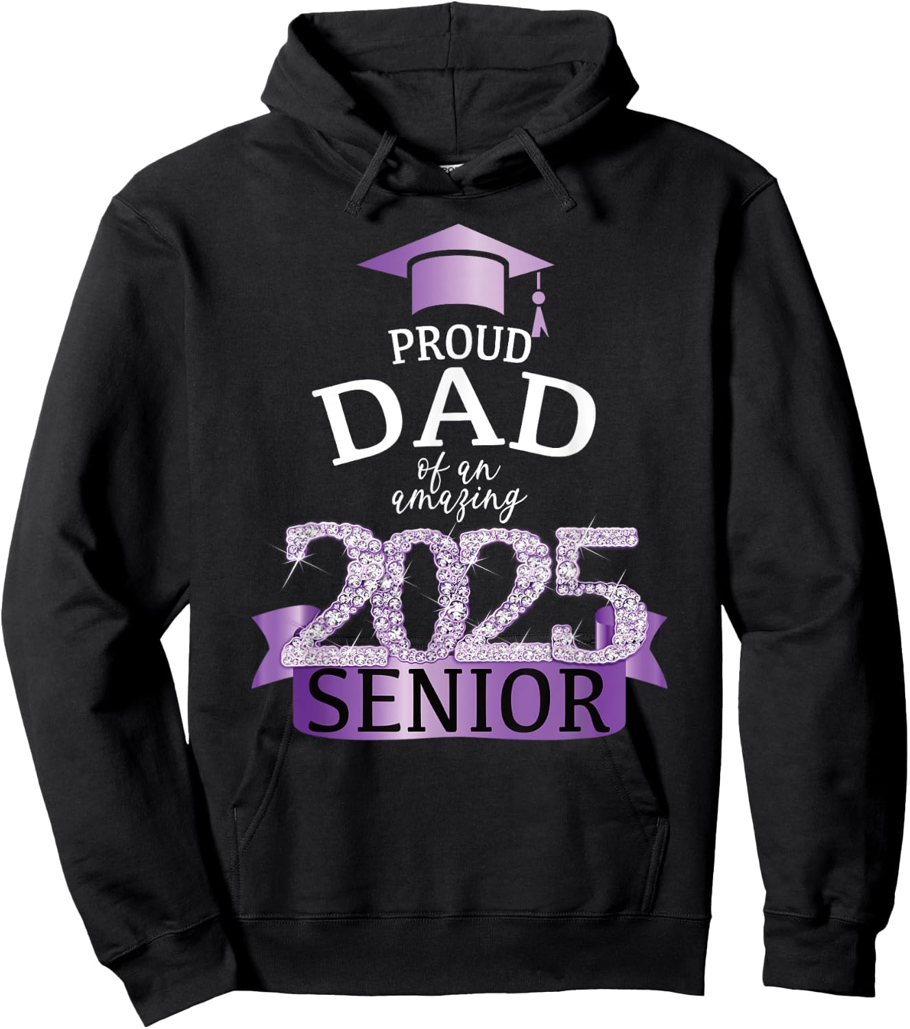 A Proud 2025 Senior Dad I Elegant Purple Celebration Decor Hoodie - Hoodie | Black
