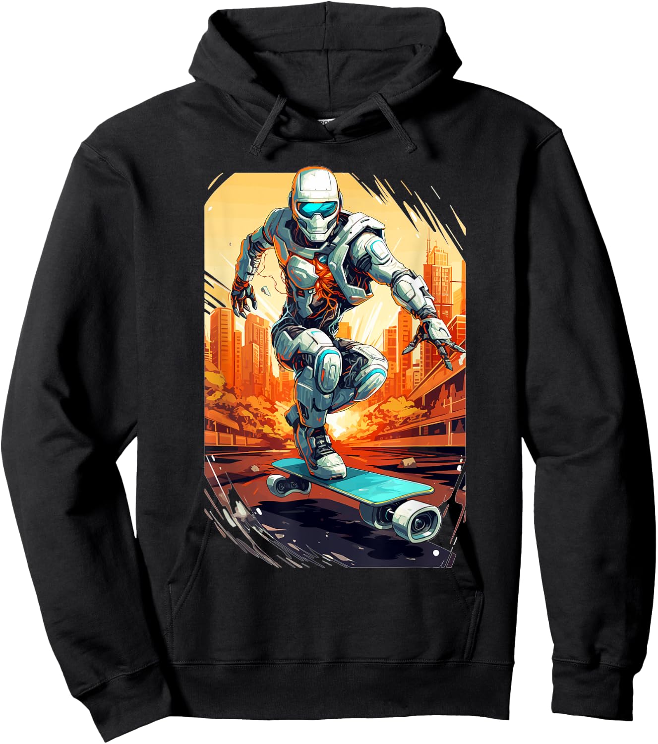 Robot Skater - Skateboard Skateboarder Skateboarding Hoodie - Hoodie | Black