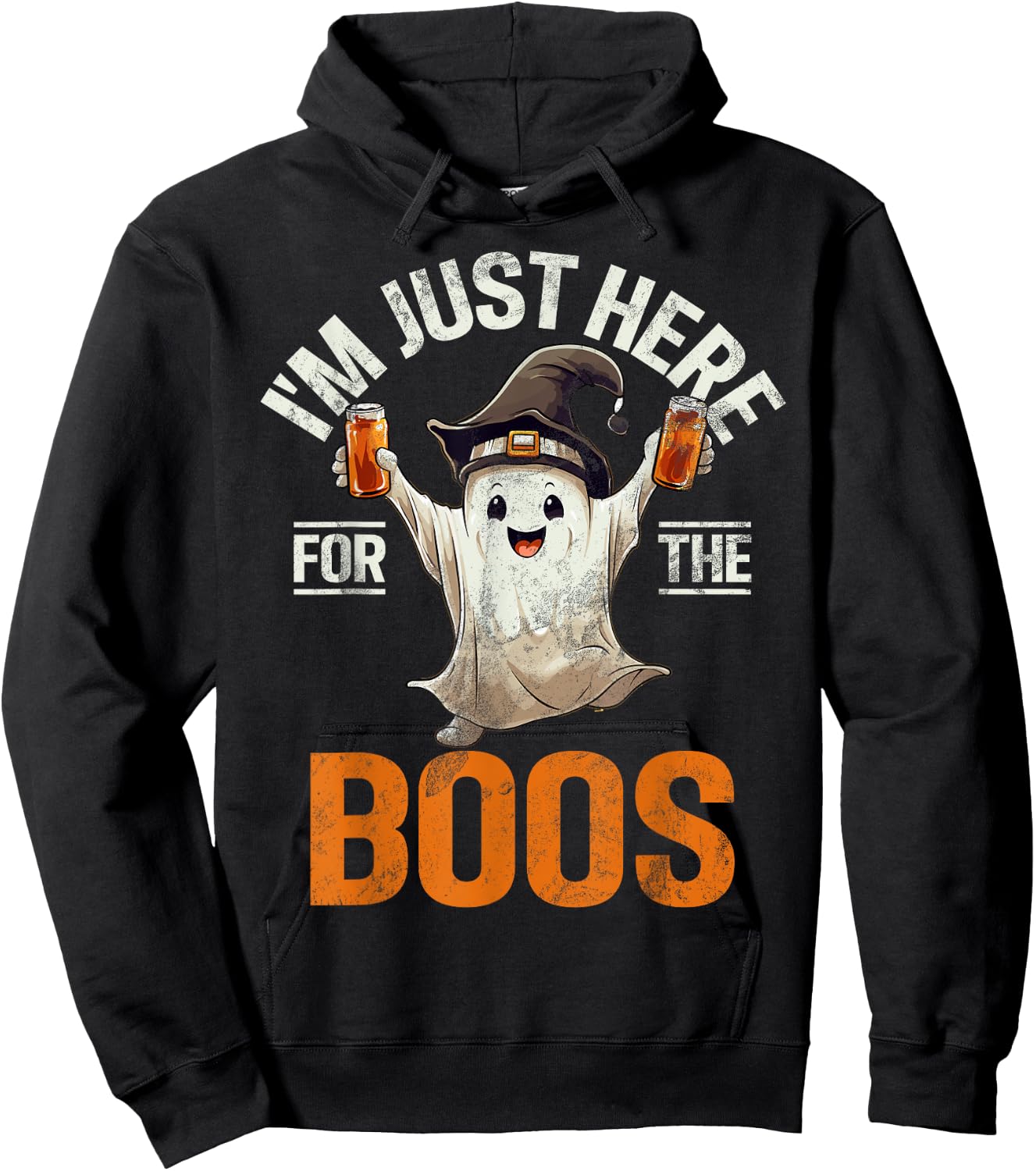 Just Here For The Boos Halloween Costume Funny Halloween Hoodie - Hoodie | Black