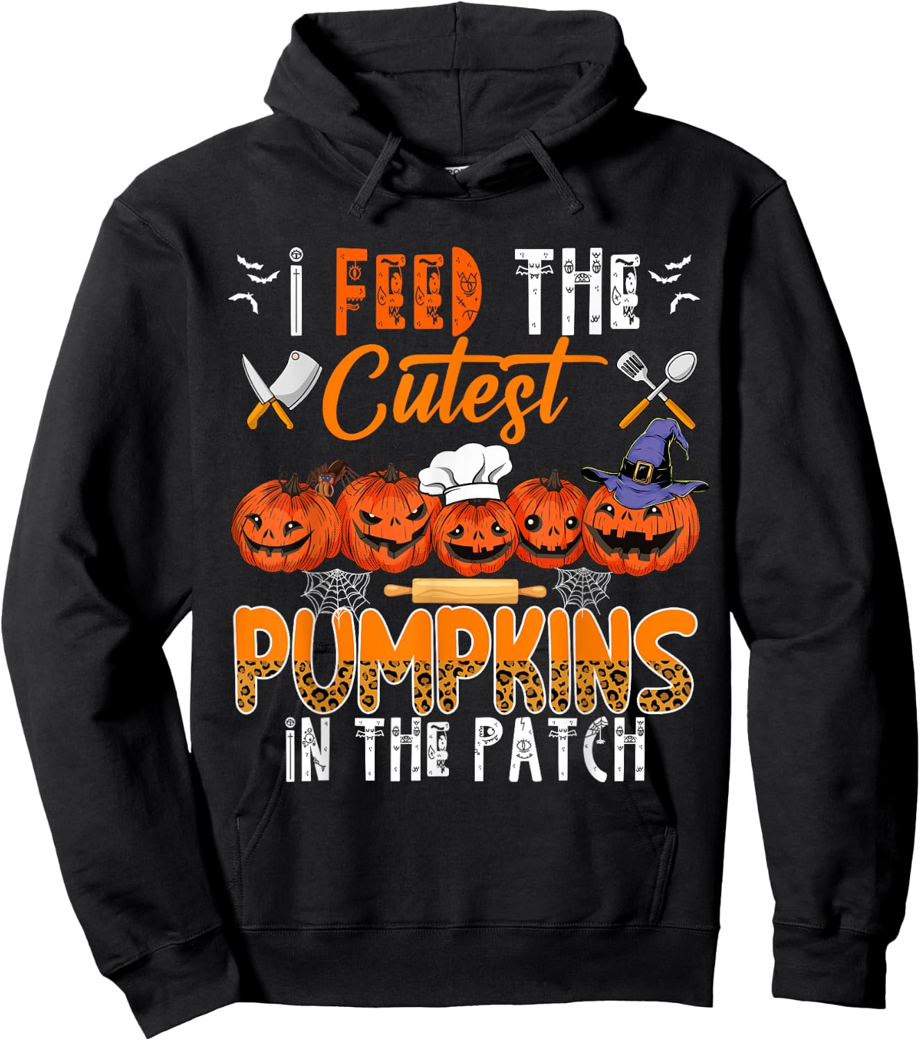 I Feed The Cutest Pumpkins In The Patch Halloween Lunch Lady Hoodie - Hoodie | Black