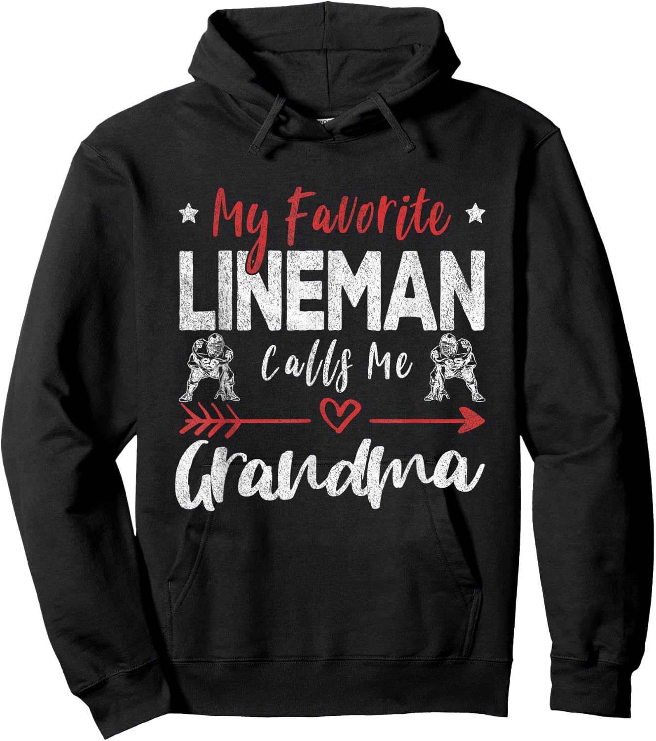 My Favorite Lineman Calls Me Grandma Football Player Grandma Hoodie - Hoodie | Black