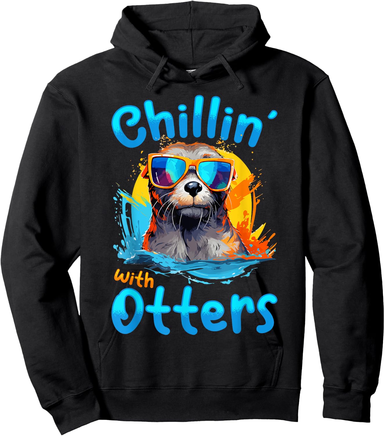 Otter Animal Kids & Adult - Chillin' with Otters Hoodie - Hoodie | Black