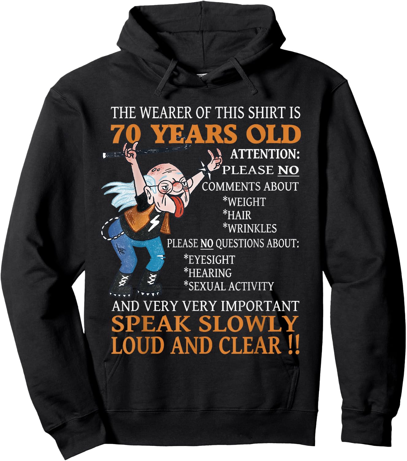 funny 70th Birthday Women Men 70 years old Bday Hoodie - Hoodie | Black