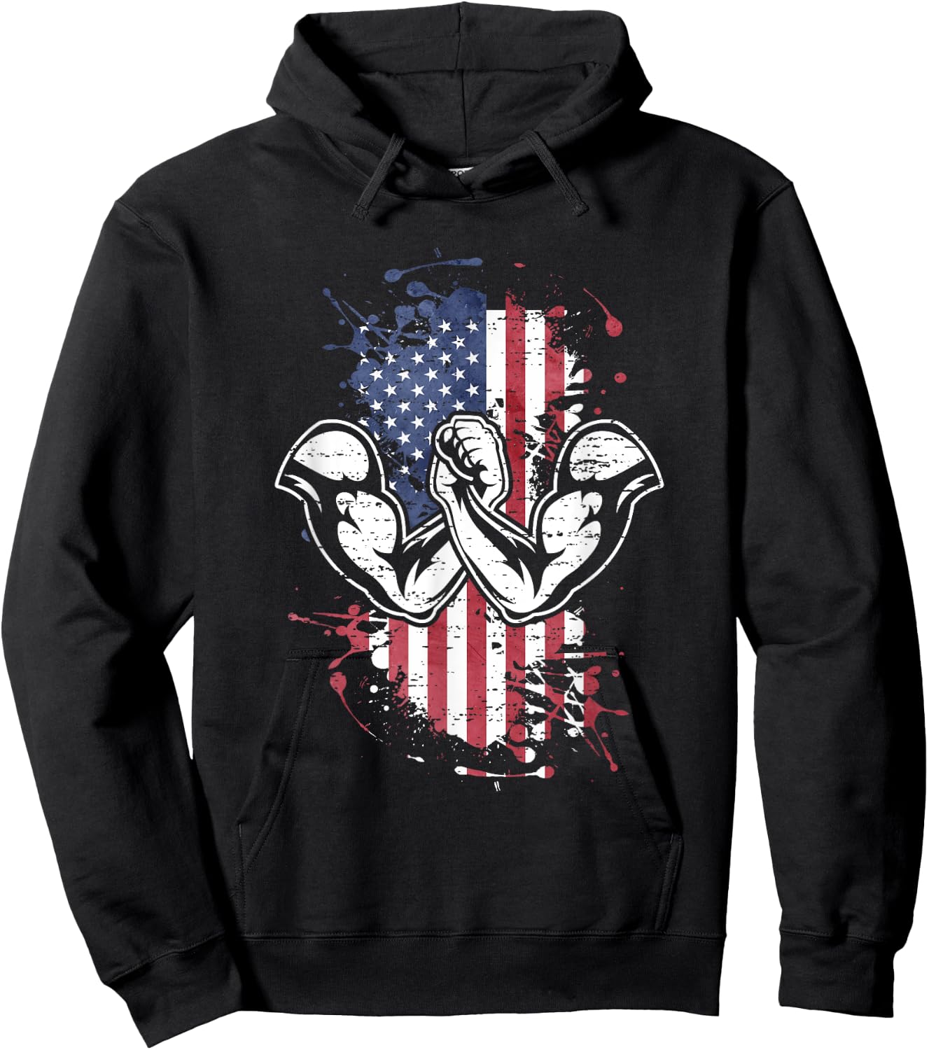 Arm Wrestling USA Flag Men Hoodie - Hoodie | Black