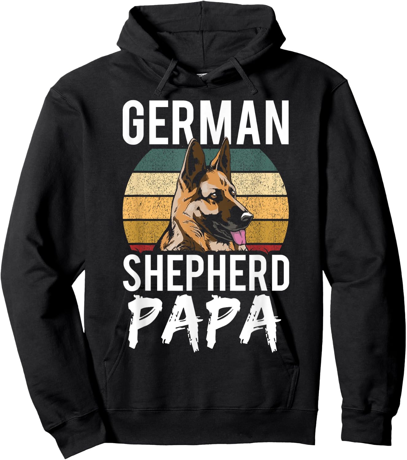 German Shepherd Papa Lover Dog Puppy Breed Dad Father Daddy Hoodie - Hoodie | Black