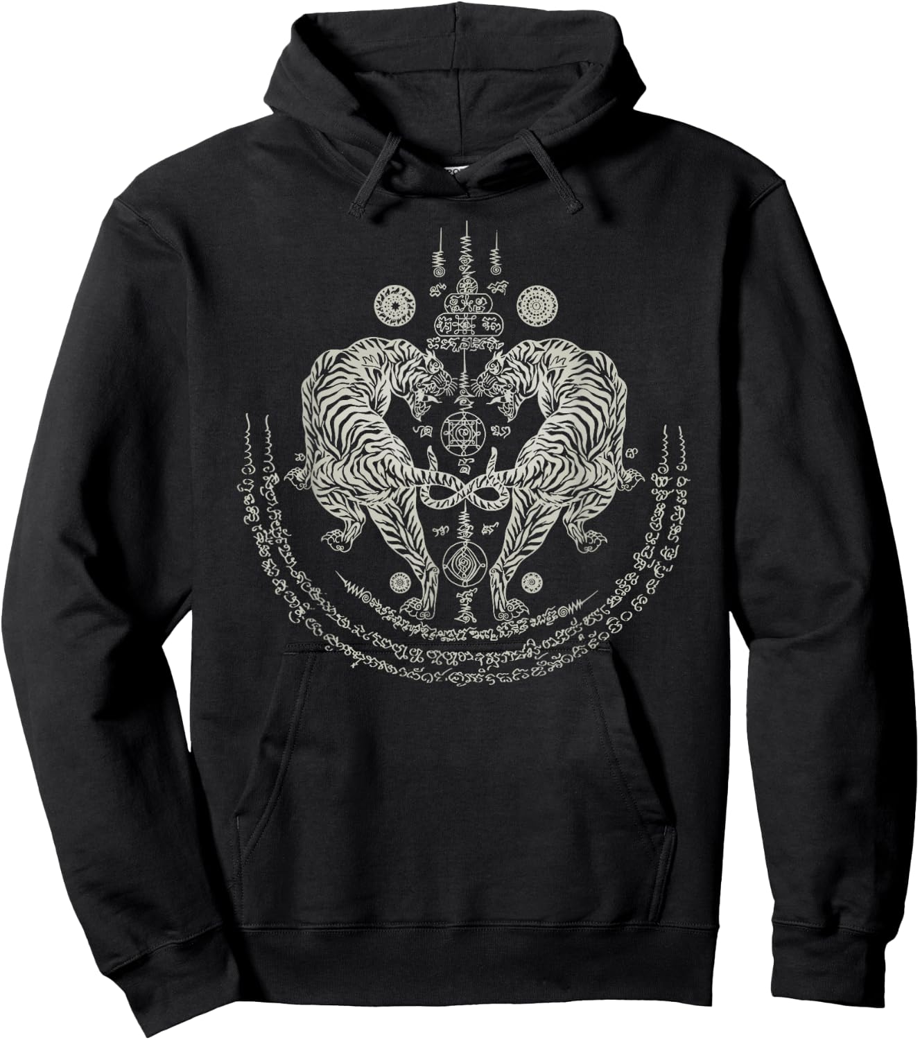 Thai Tattoo Twin Tiger Sak Yant Muay Thai Thailand Graphic Hoodie - Hoodie | Black