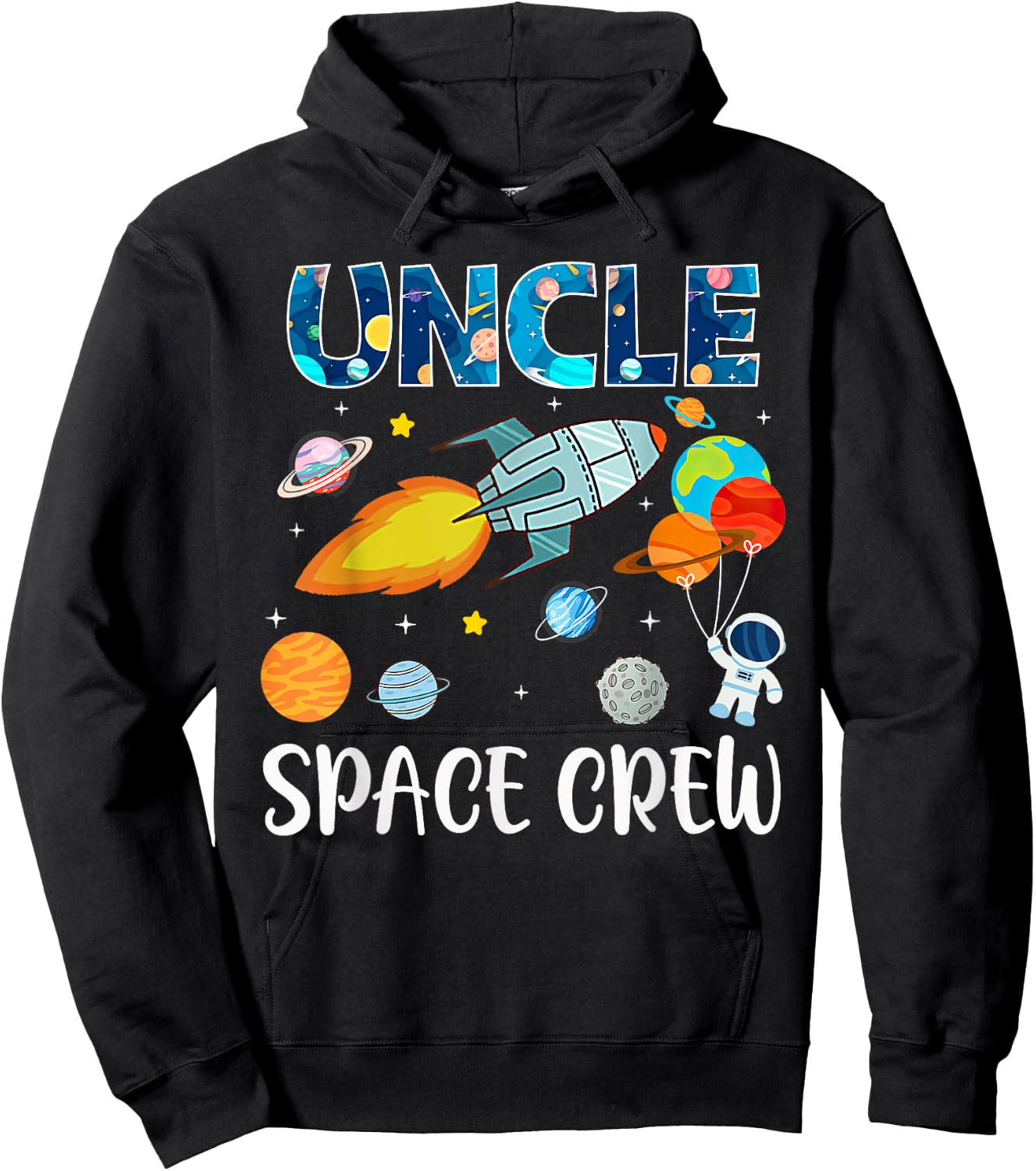Uncle Space Crew Mom Of The Birthday Boy Birthday Party Hoodie - Hoodie | Black