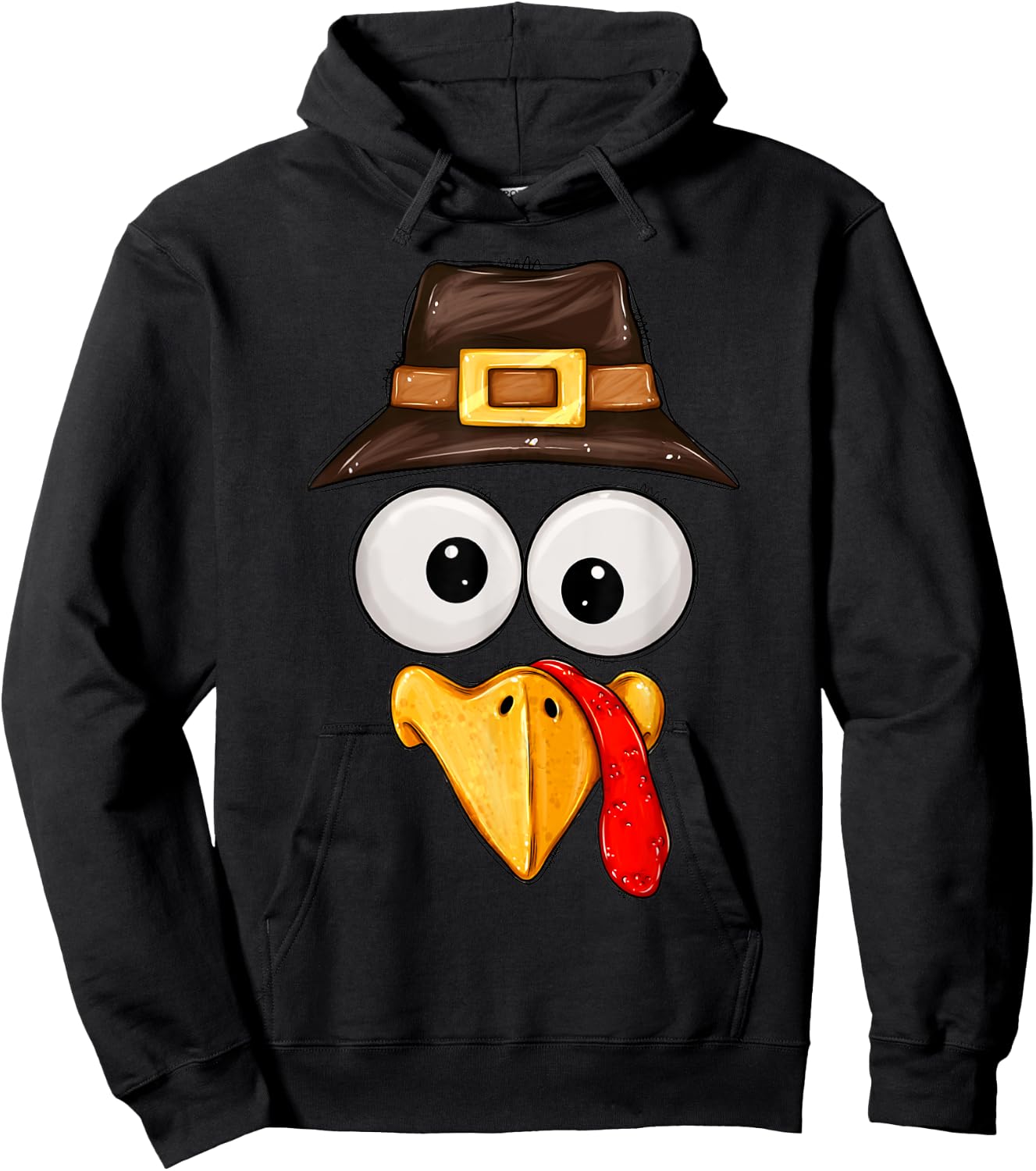 Cute Turkey Face Glasses Boys Kids Thanksgiving Family Hoodie - Hoodie | Black