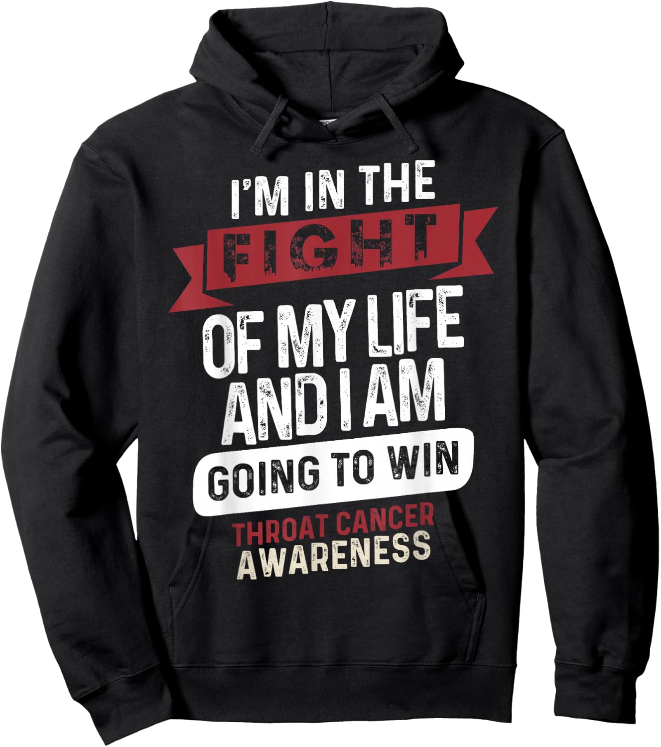 Fight to Win- Throat Cancer Awareness Supporter Ribbon Hoodie - Hoodie | Black