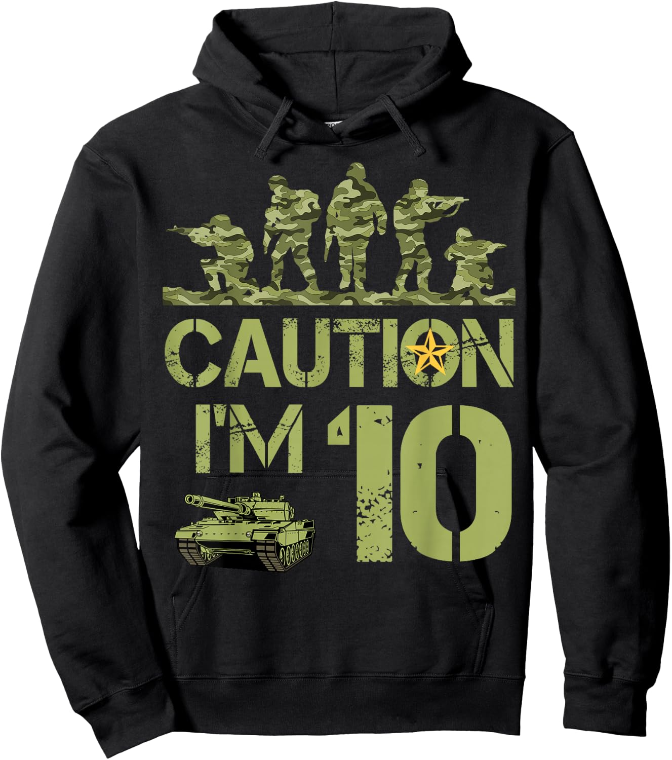 10th Birthday Military I'm 10 Year Old Soldier Camo Birthday Hoodie - Hoodie | Black