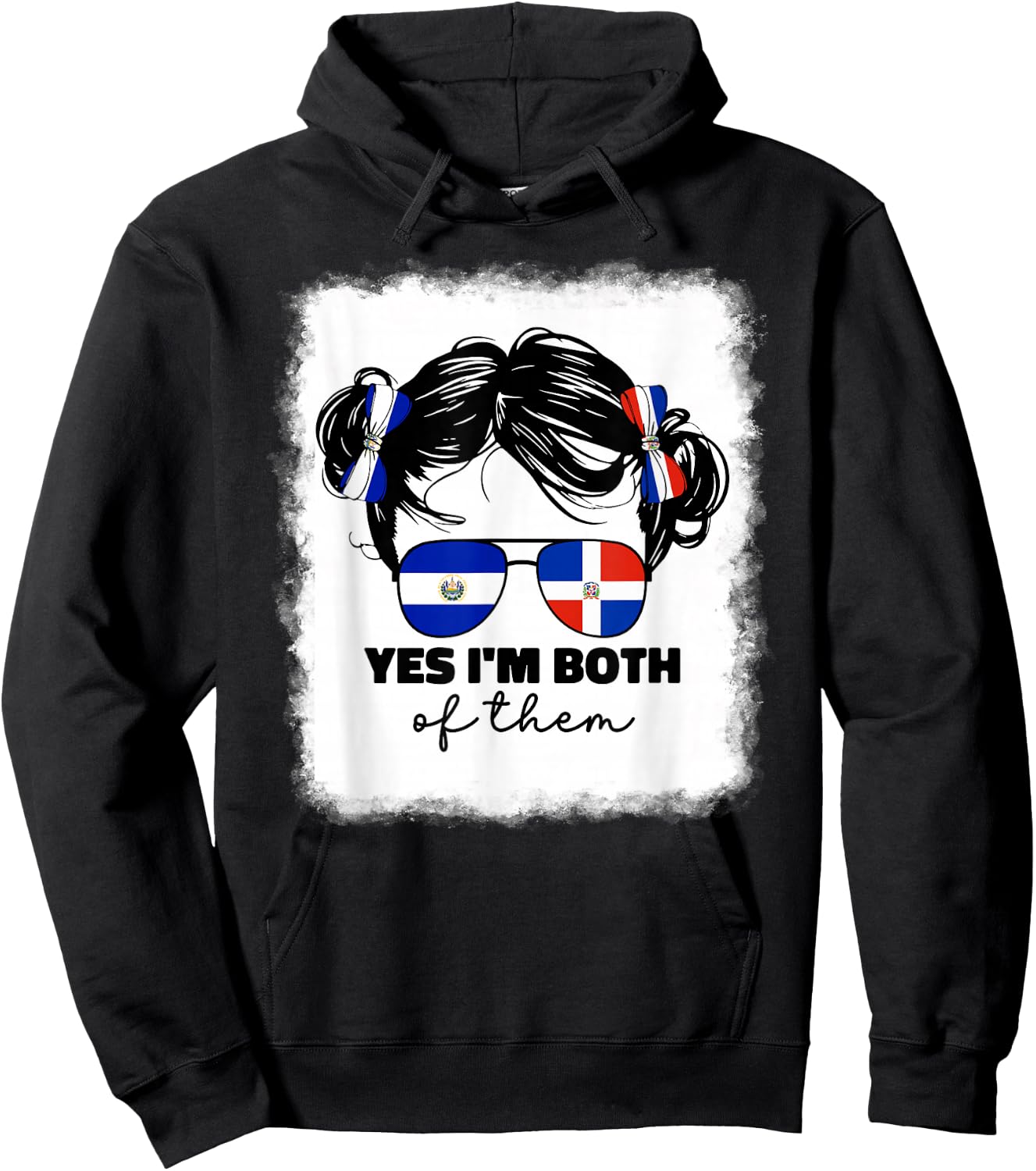 Half Dominican And Salvadorian El Salvador Flag Kids Girls Hoodie - Hoodie | Black