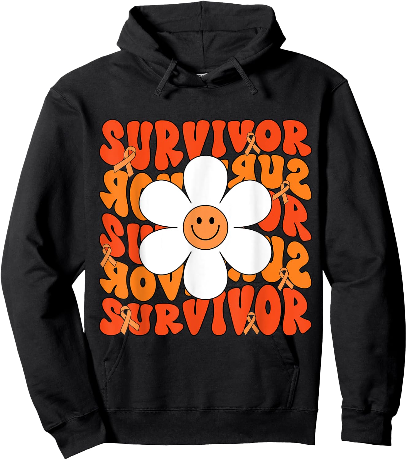 Leukemia Cancer Orange Ribbon Leukemia Cancer Survivor Hoodie - Hoodie | Black