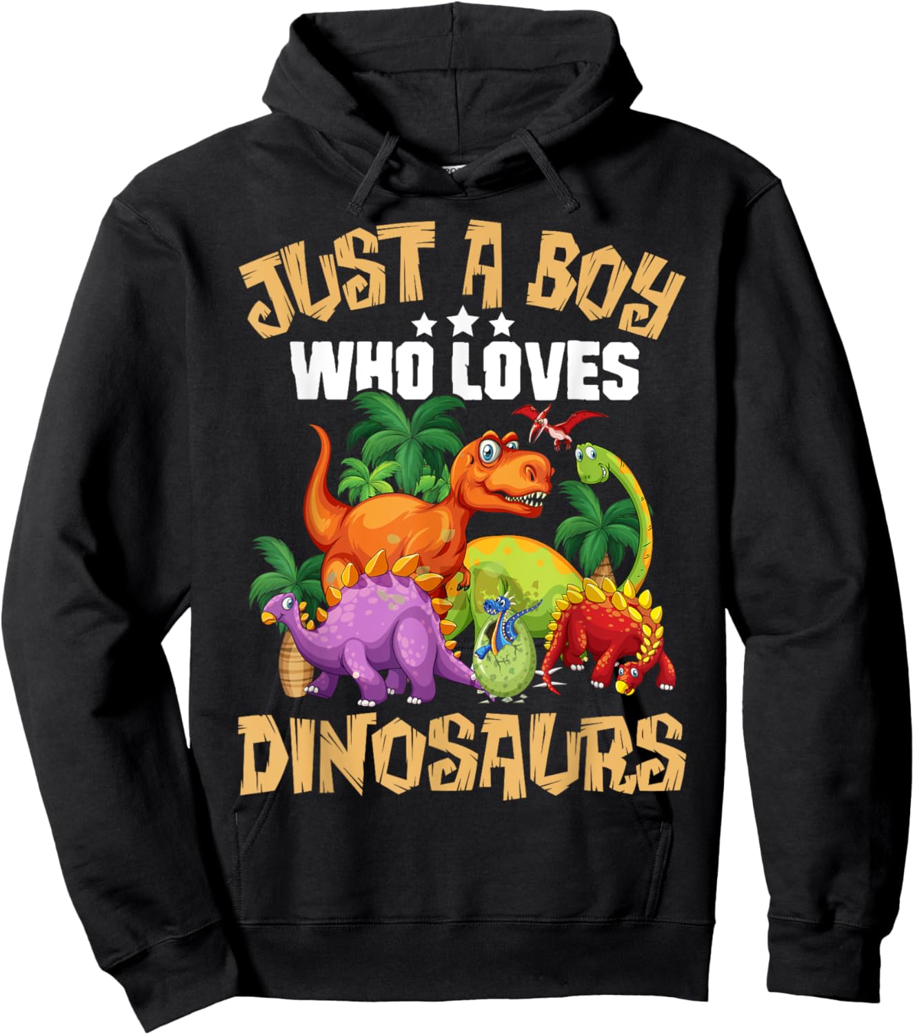 Just A Boy Who Loves Dinosaurs Shirt Brachiosaurus Dino Boys Hoodie - Hoodie | Black