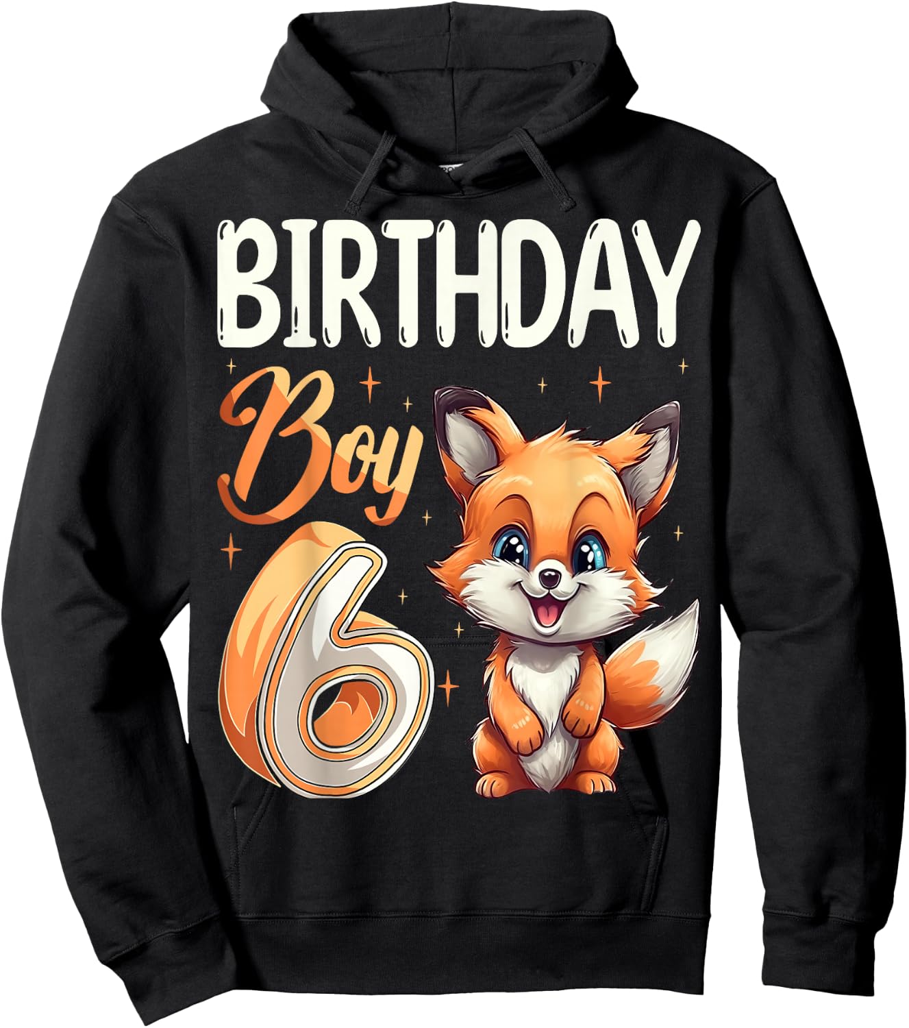 6th Birthday Fox Animal Lovers boy Fox B-day 6 year old Hoodie - Hoodie | Black