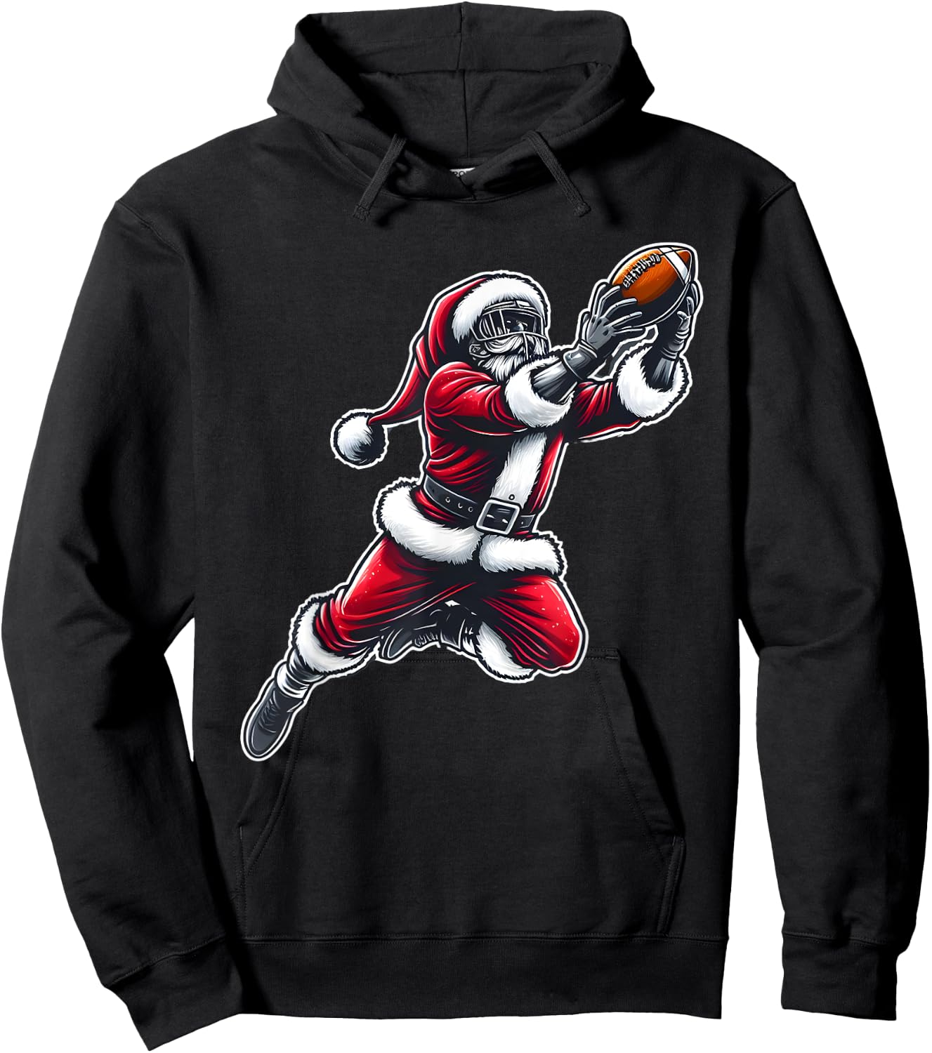 Santa Claus Playing American Football Christmas Football Fan Hoodie - Hoodie | Black