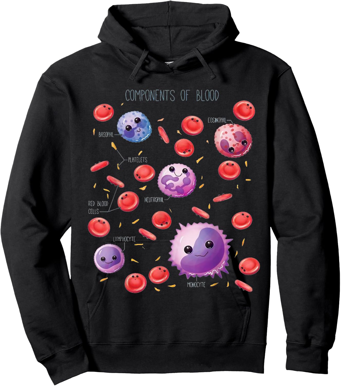 Cute Funny White And Red Blood Cells Components Of Blood Hoodie - Hoodie | Black