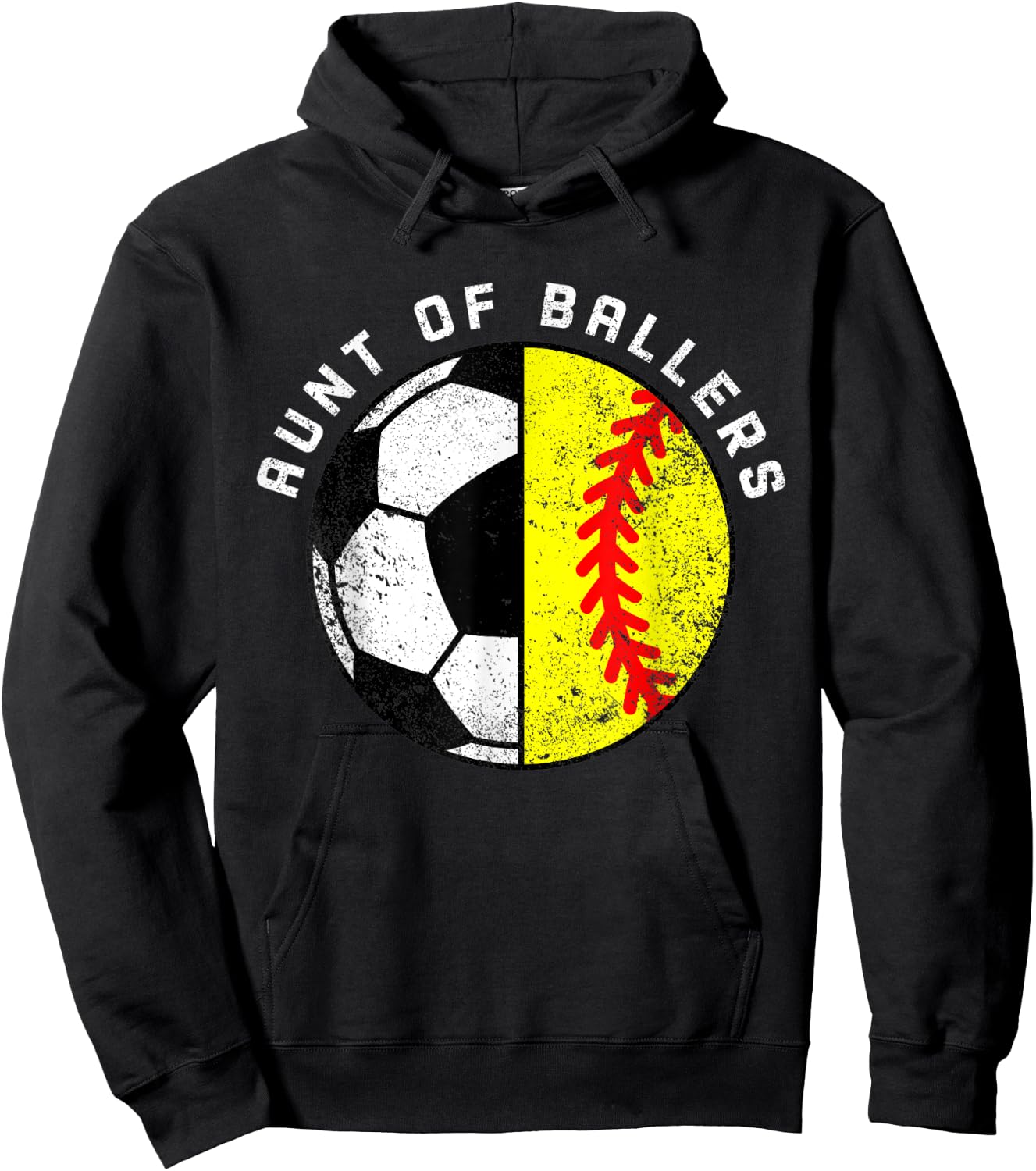 Aunt Of Ballers Funny Soccer Softball Aunt Hoodie - Hoodie | Black