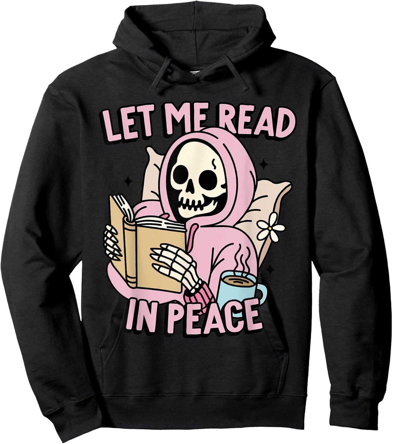 Let Me Read In Peace Funny Ghost Reading Book Halloween Hoodie - Hoodie | Black