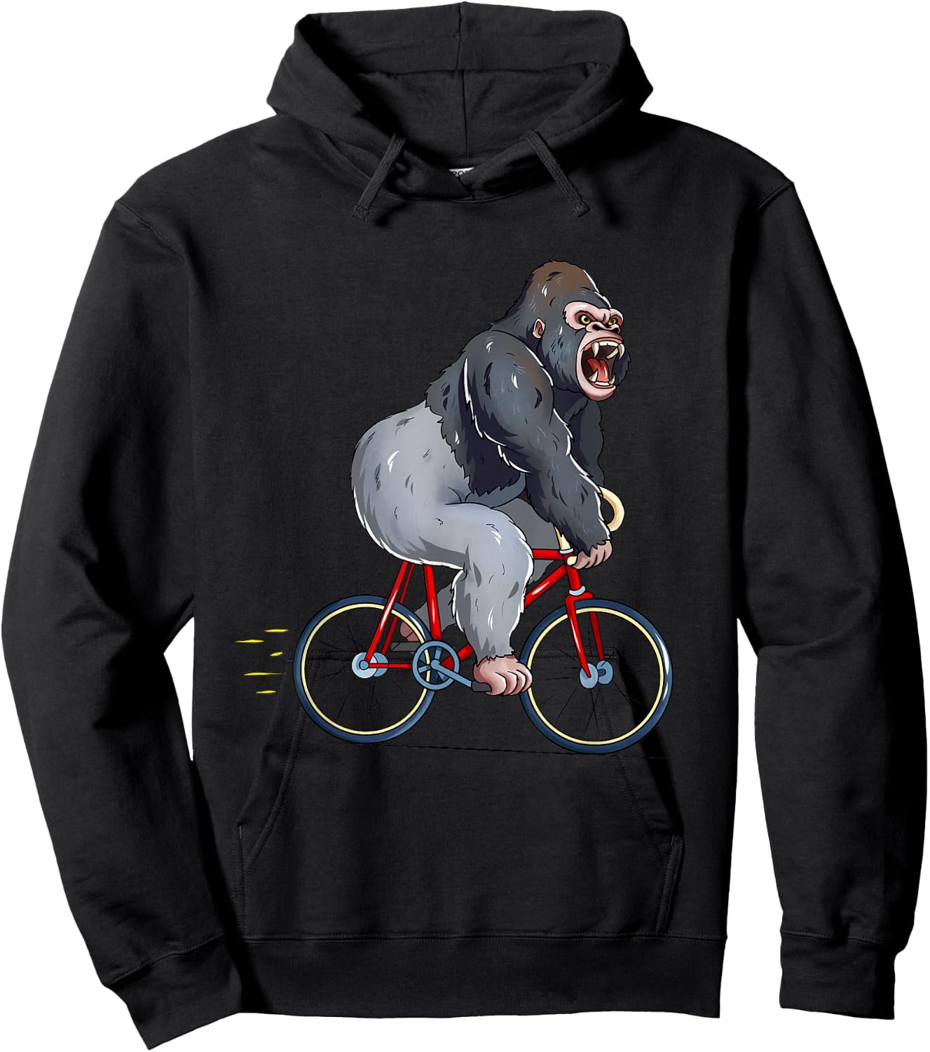 Gorilla Riding Bicycle Cute Biker Cyclist Hoodie - Hoodie | Black