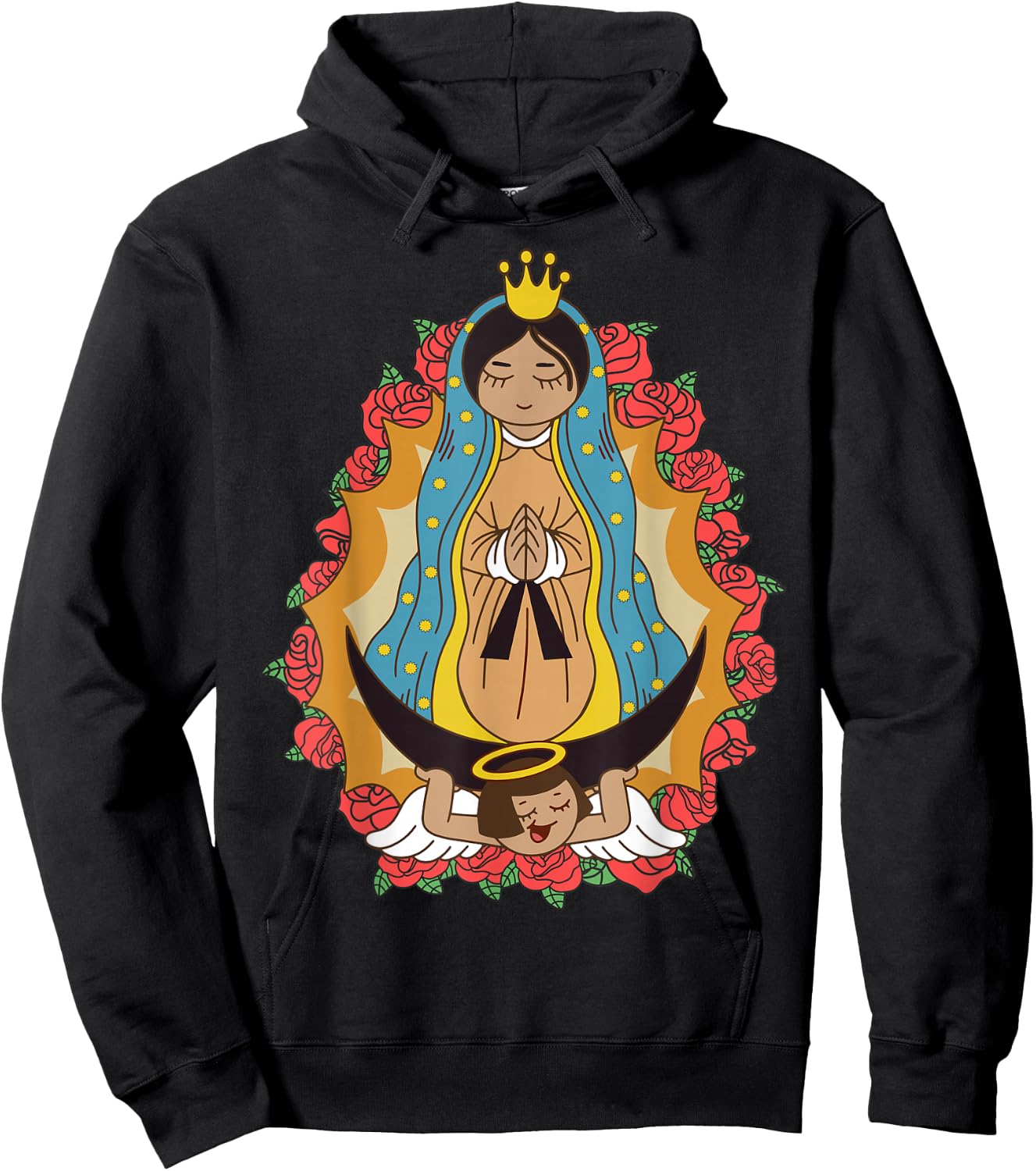 Cute Virgen de Guadalupe for Kids Women Our Lady Guadalupe Hoodie - Hoodie | Black