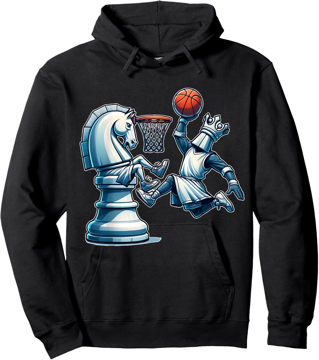 Elegant Chess Board King Basketball Game Hoodie - Hoodie | Black