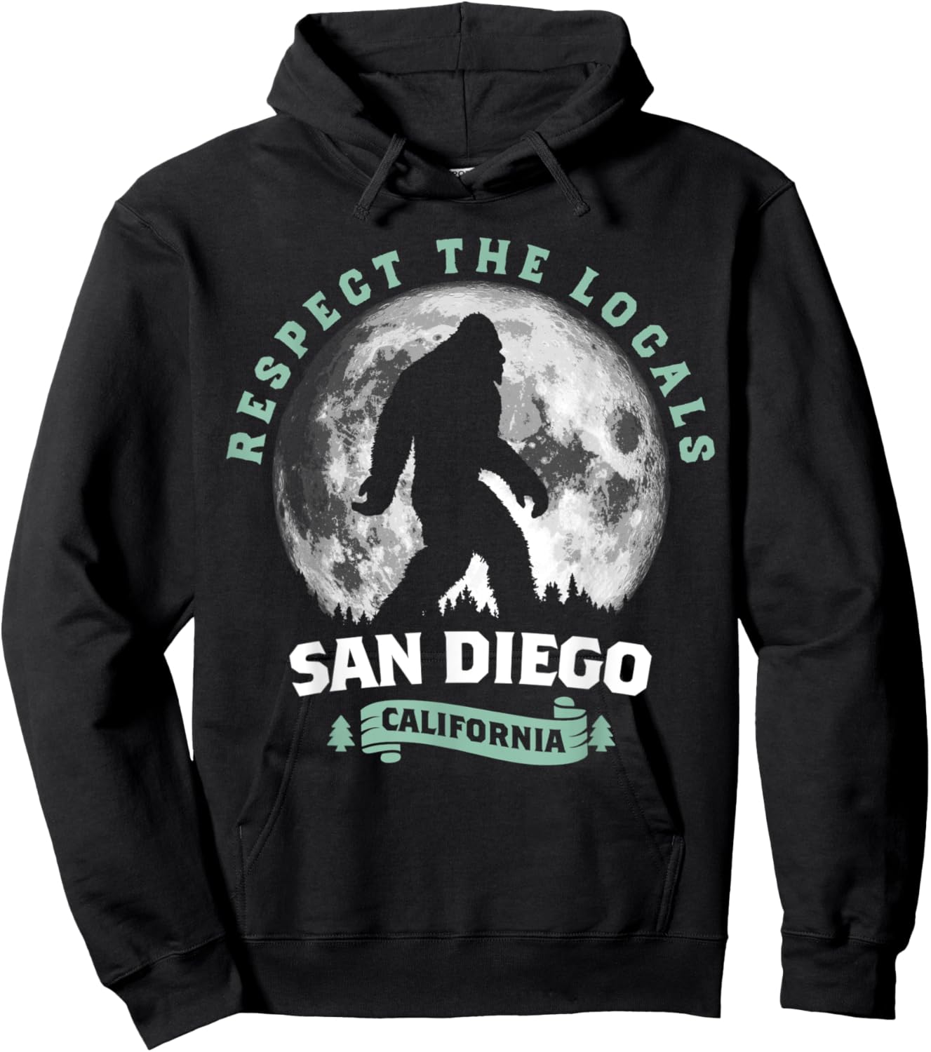 San Diego California Bigfoot Night Walk Retro Hoodie - Hoodie | Black