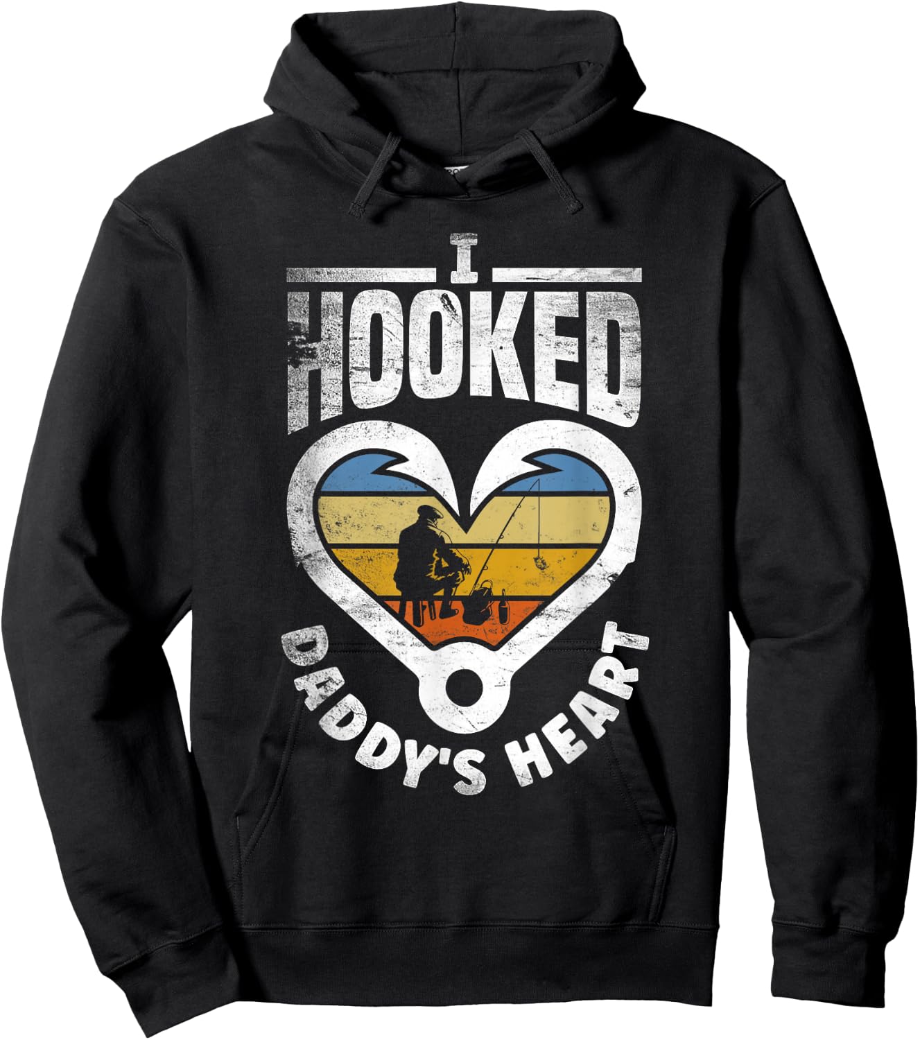 I Hooked Daddy's Heart Fishing Father's Day Hoodie - Hoodie | Black