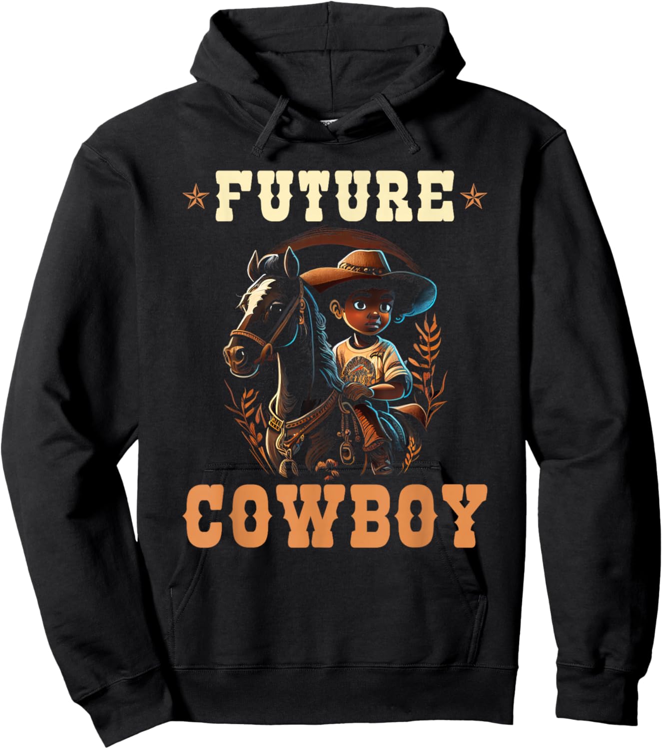Future Cowboy Toddler African American Rodeo Cowboy Boy Kids Hoodie - Hoodie | Black
