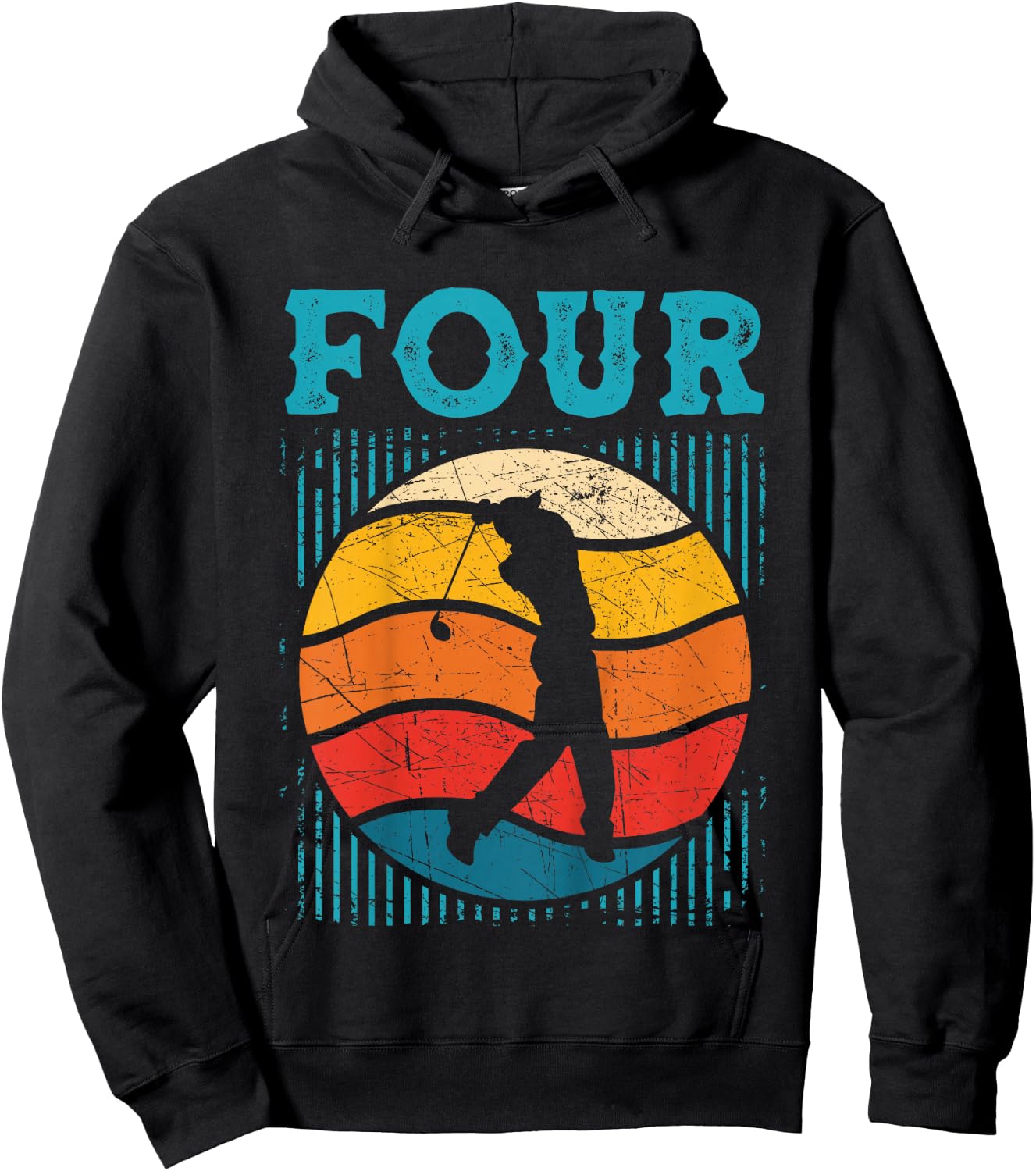 4th Birthday Retro Golf 4 Years Old Boy Girl Hoodie - Hoodie | Black