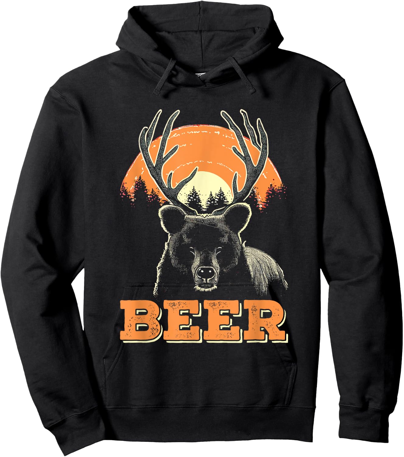 Bear Deer Beer - Vintage Funny Bear + Dear Pun Hoodie - Hoodie | Black